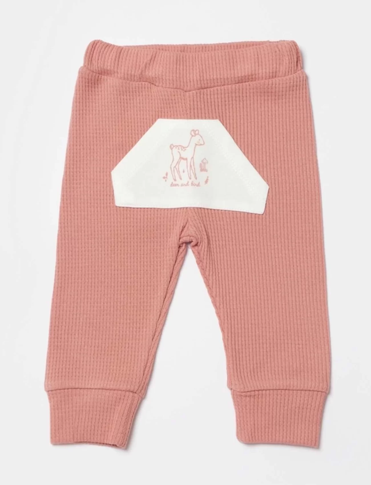 Bibaby Biorganic Waffle Deer And Bird Bebek Pantolon 57895 Ekru Gül Kurusu