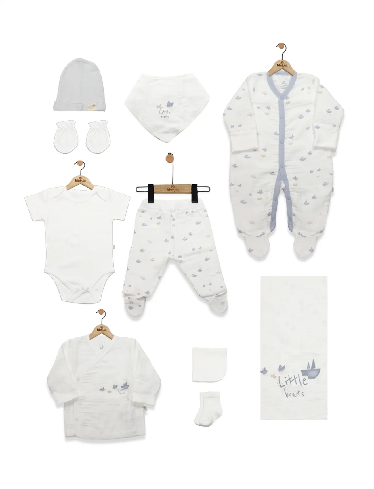 Bistyle 10lu Hastane Çıkışı Müslin Little Boats 11121 Ekru