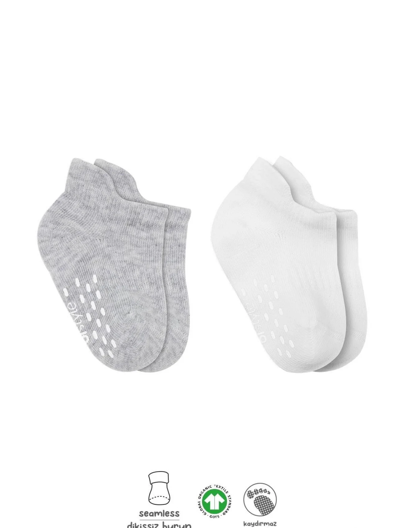 Bistyle 2li Sneakers Kaymaz Basic Penye Çorap Bs20103 Gri Beyaz