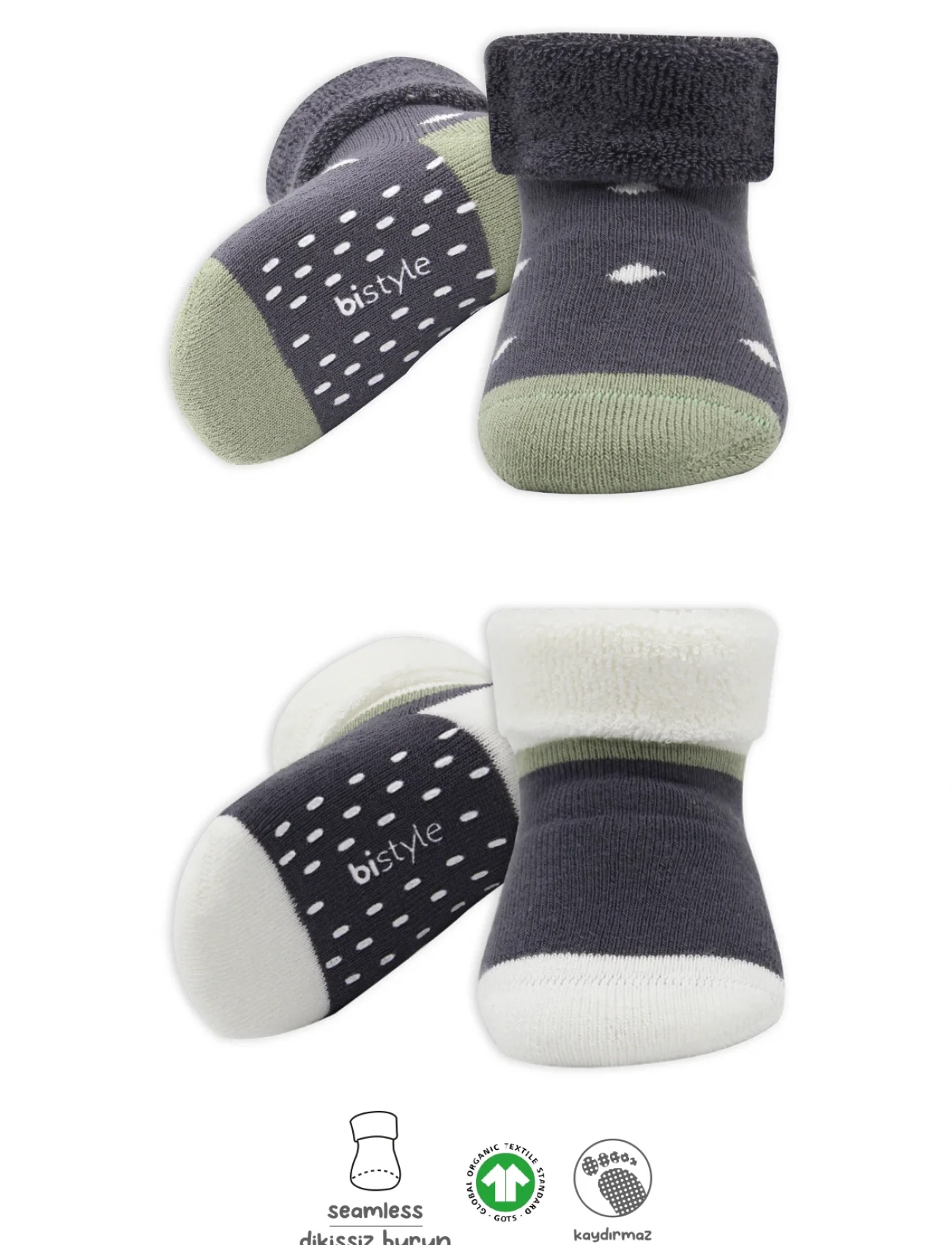 Bistyle 2li Havlu Soket Kaymaz Point Boy 10506 Antrasit
