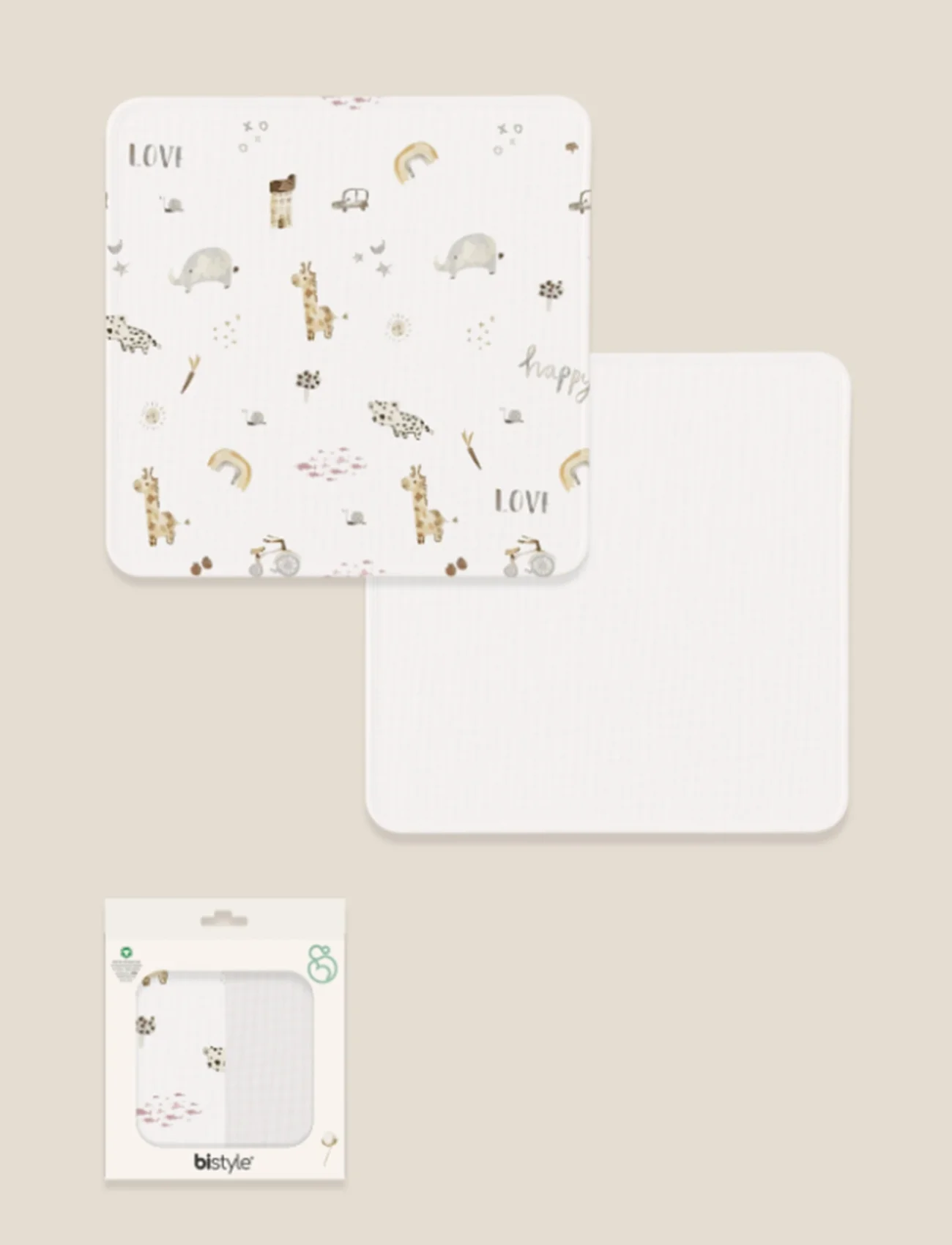 Bistyle 2li Müslin Battaniye In The Zoo Kutulu 70153 75x75cm Beyaz