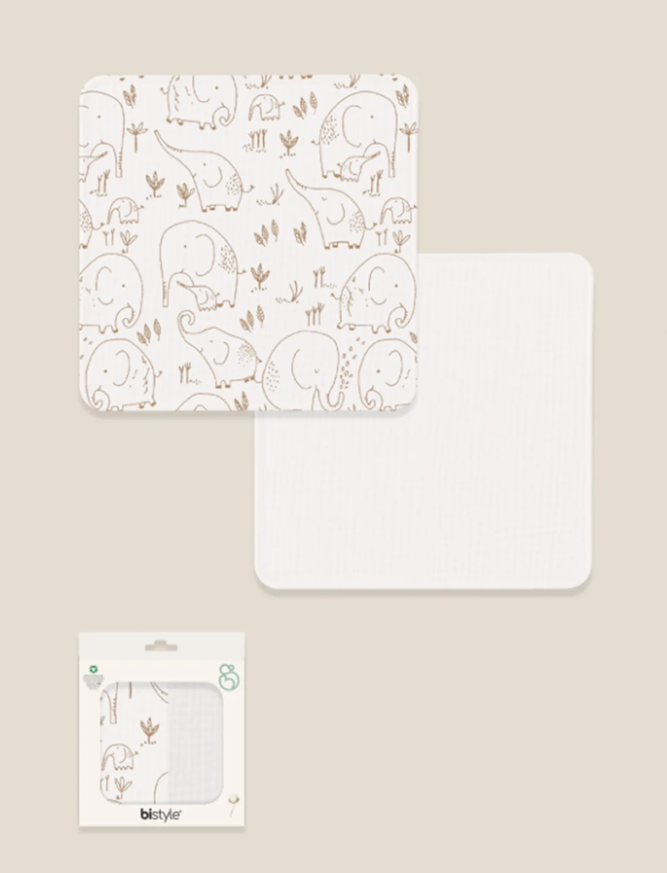 Bistyle 2li Müslin Battaniye Little Elephant Kutulu 70141 75x75cm Beyaz