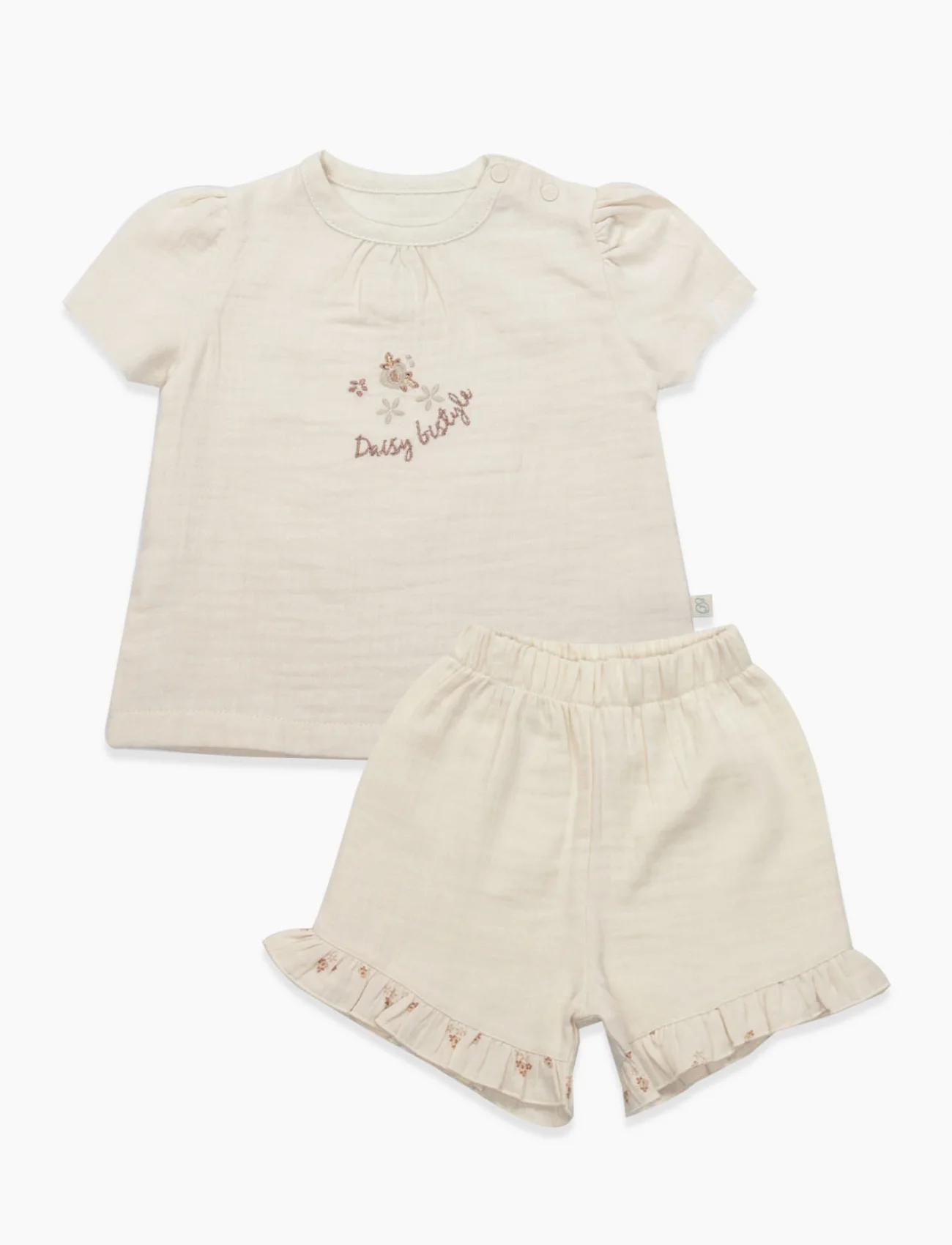 Bistyle 2li Takım Şortlu Müslin Daisy Flowers 14131 Somon