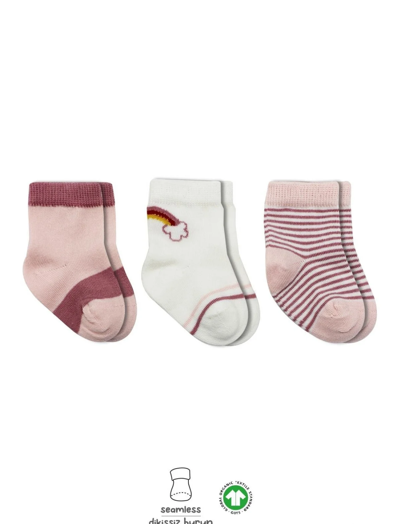 Bistyle 3lü Penye Rainbow Soket Çorap Bs10113 Pudra