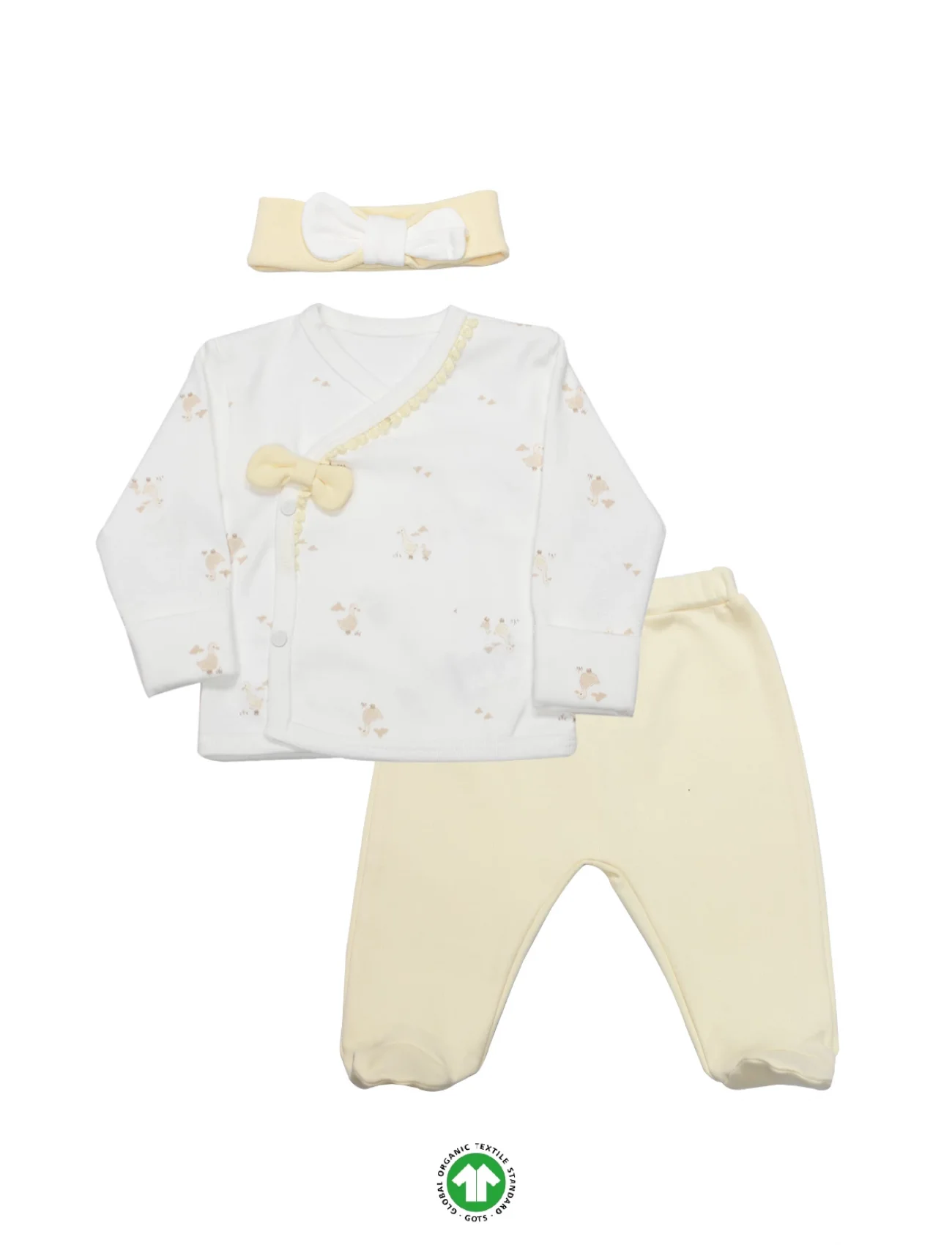 Bistyle 3lü Zıbın Takım Welcome Baby Duck 13104 Sarı-ekru