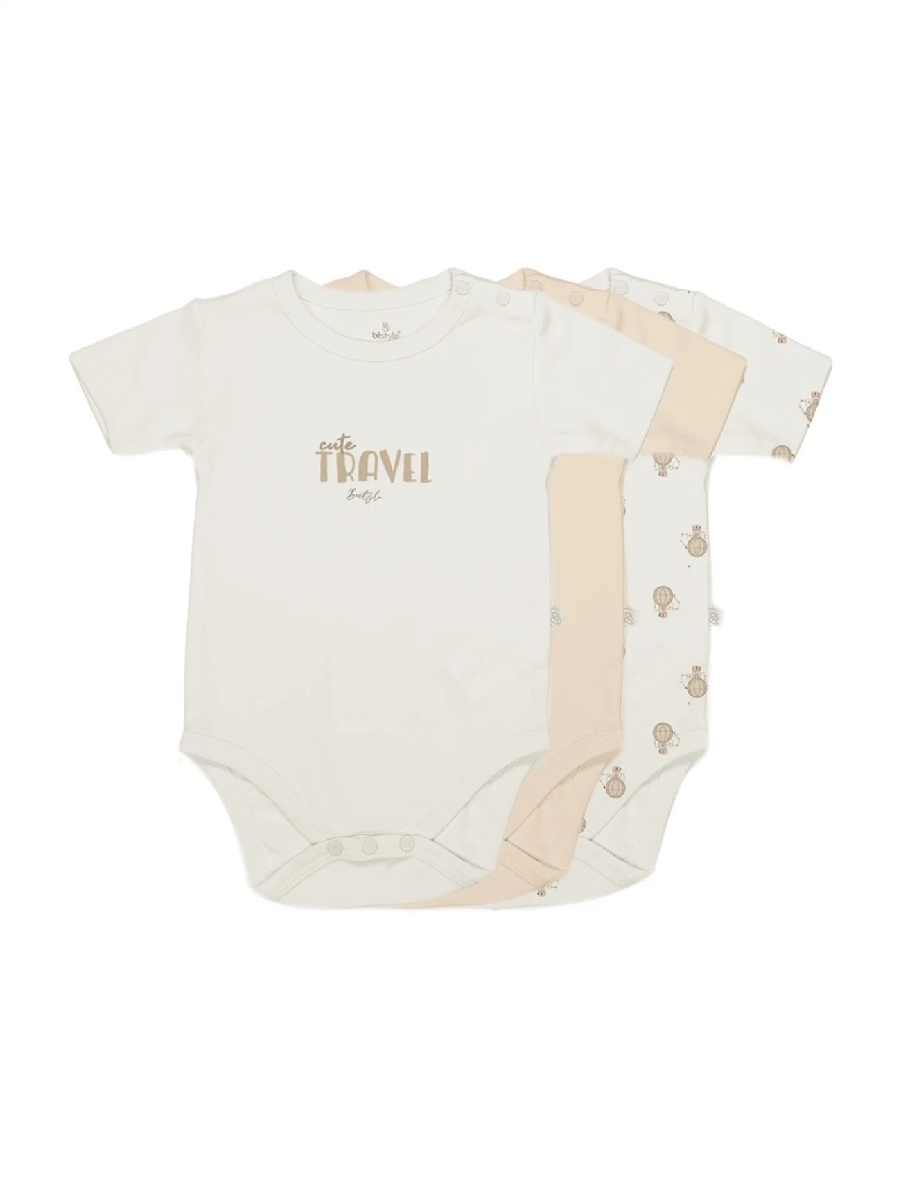 Bistyle 3lü Body Yarım Kol Travel Clasic Kutulu 17162 Ekru