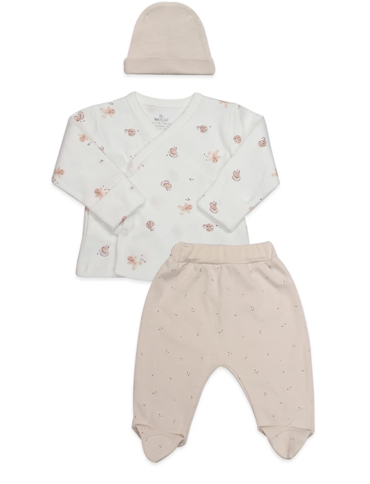 Bistyle 3lü Zıbın Takım Cookies Make Happy 13117 Ekru