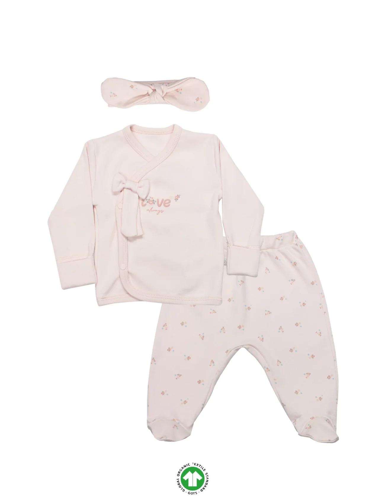 Bistyle 3lü Zıbın Takım Grow İn Love 13102 Pembe Ekru