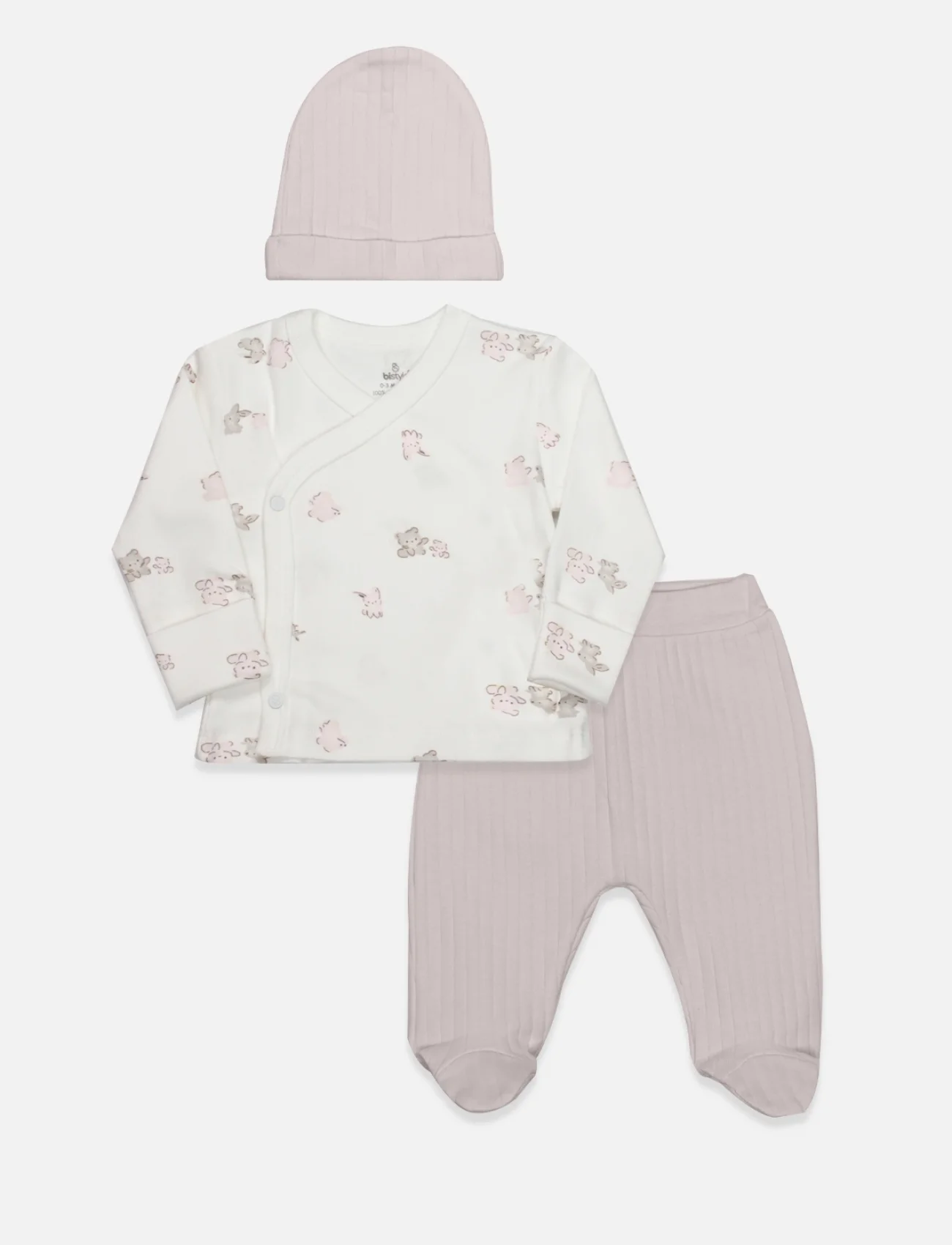 Bistyle 3lü Zıbın Takım Love You Family 13122 Pudra