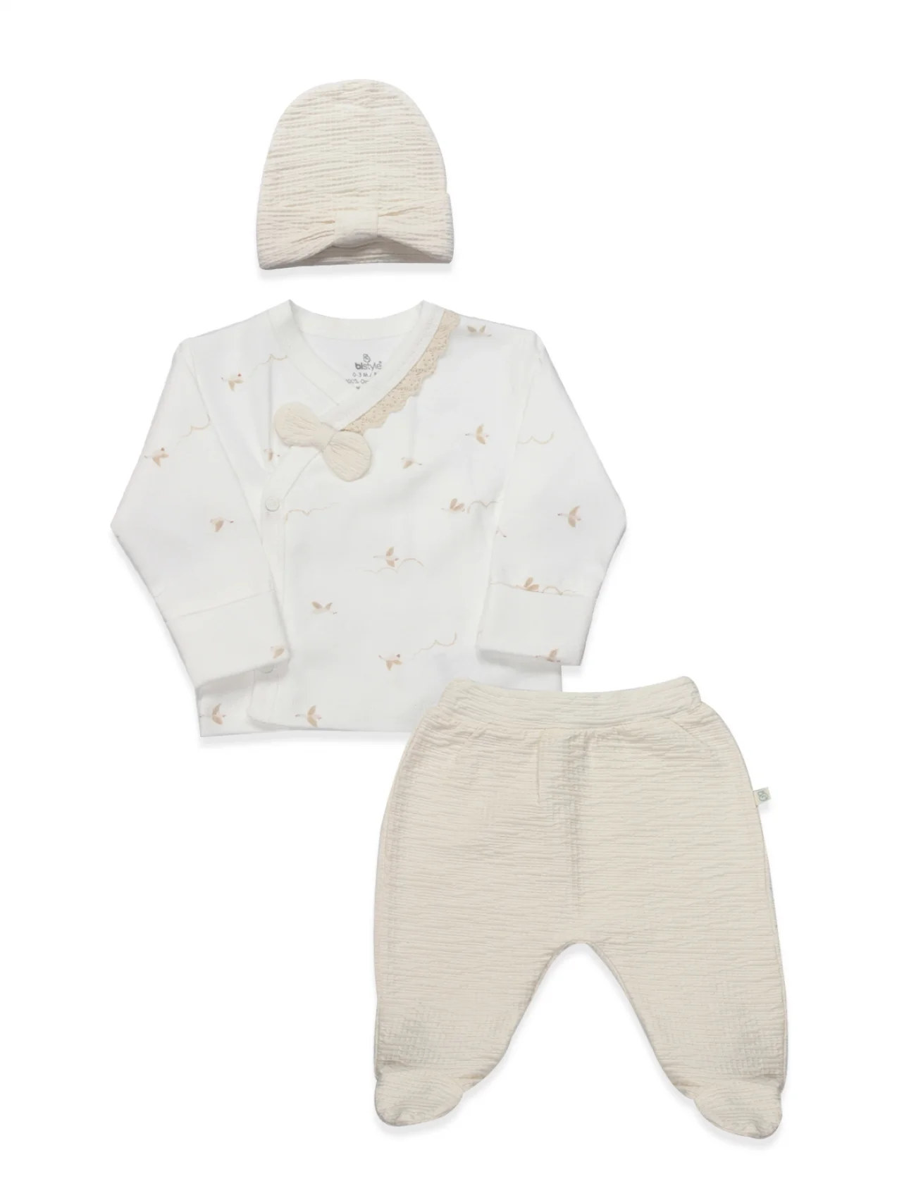 Bistyle 3lü Zıbın Takım Love You Smile 13123 Ekru