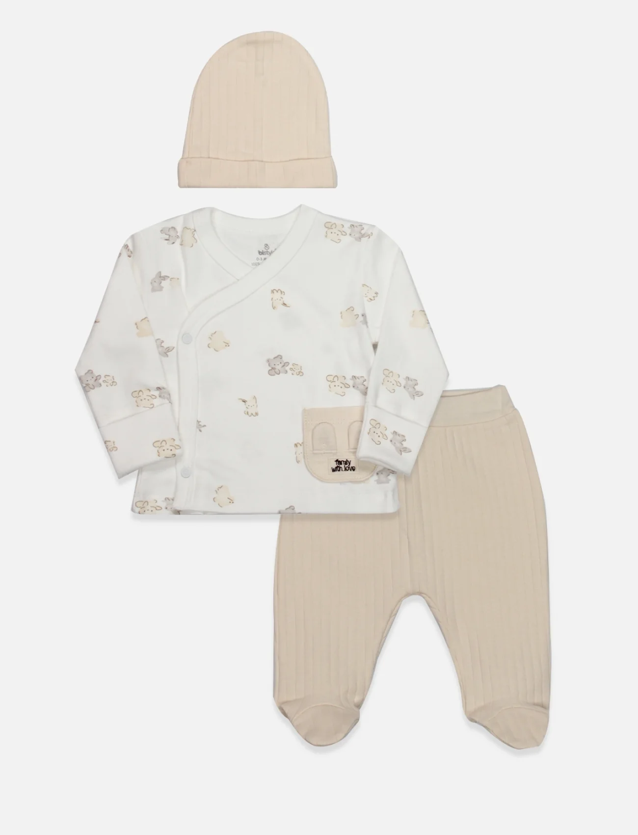 Bistyle 3lü Zıbın Takım With You Family 13121 Bej