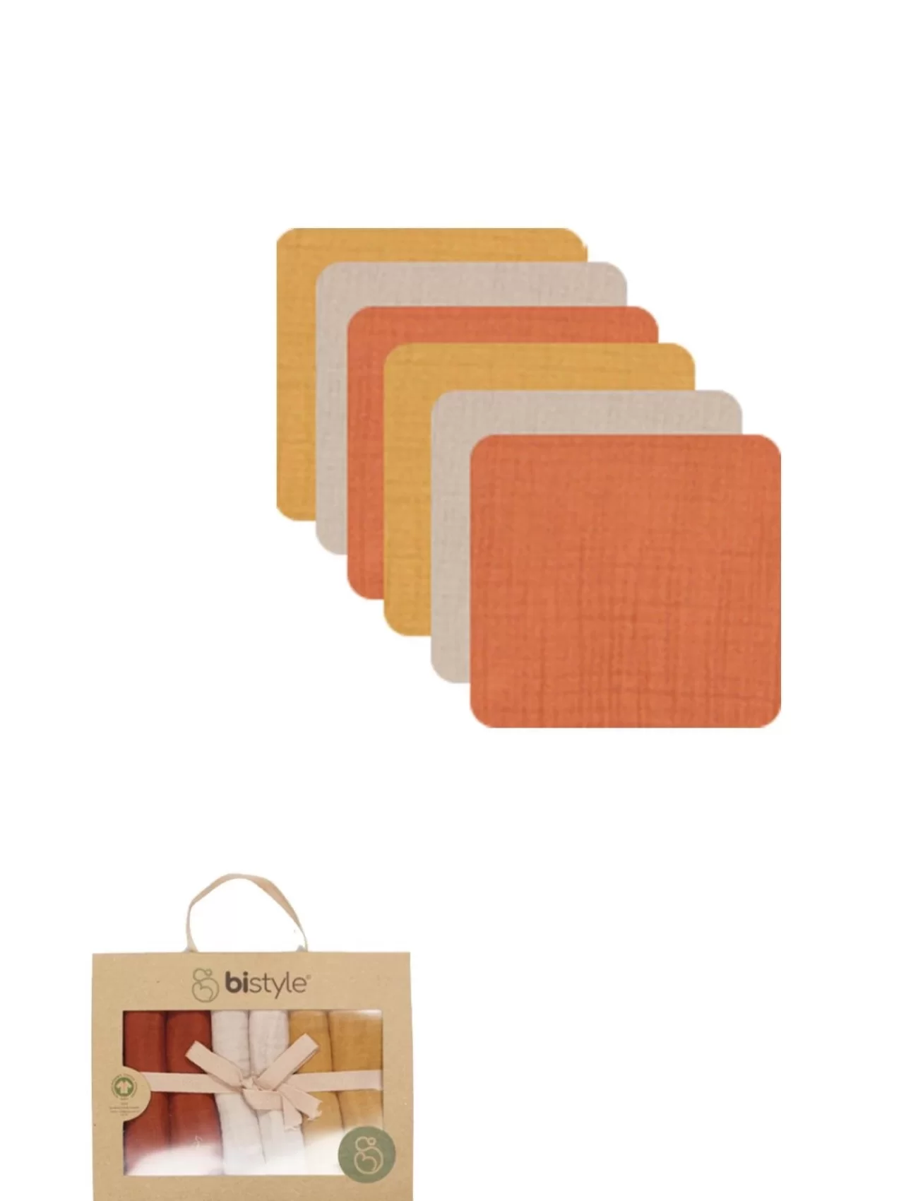 Bistyle 6lı Müslin Mendil 20x20 Cm 90106 Kiremit Bej Hardal
