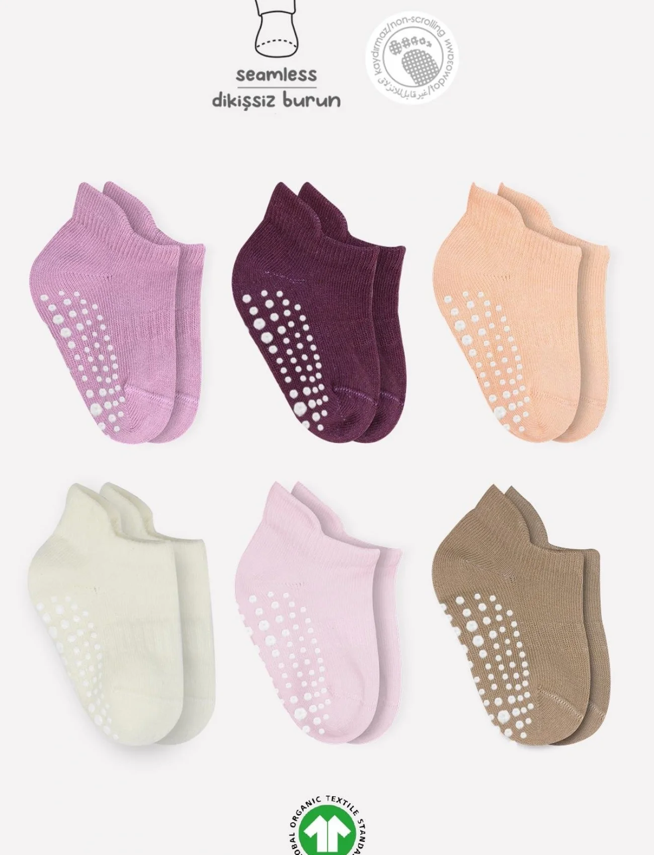 Bistyle 6lı Sneakers Kaymaz Penye Çorap Bs20102 Gül Kurusu
