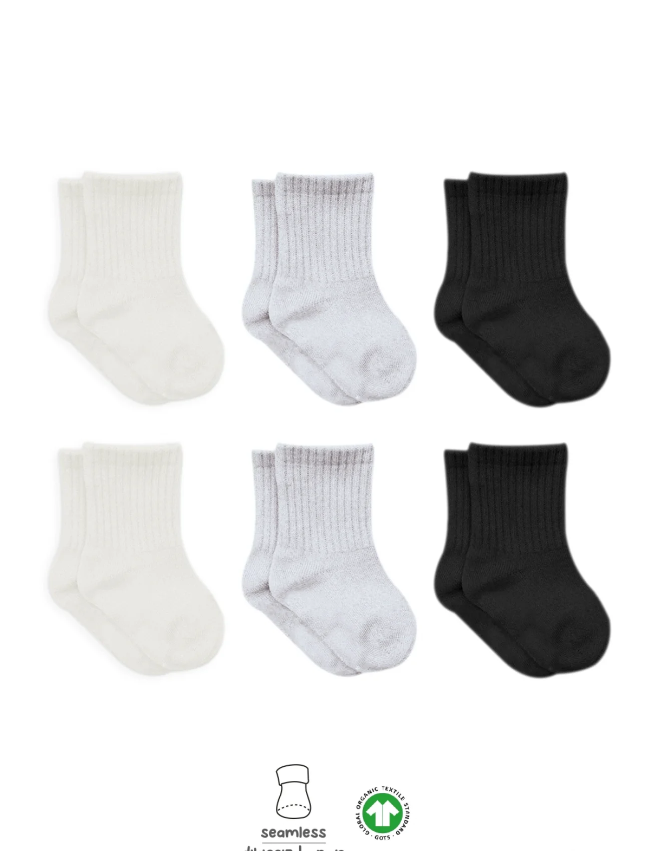 Bistyle Basic Penye Soket Çorap 6Lı BS10101B Ekru Gri Siyah