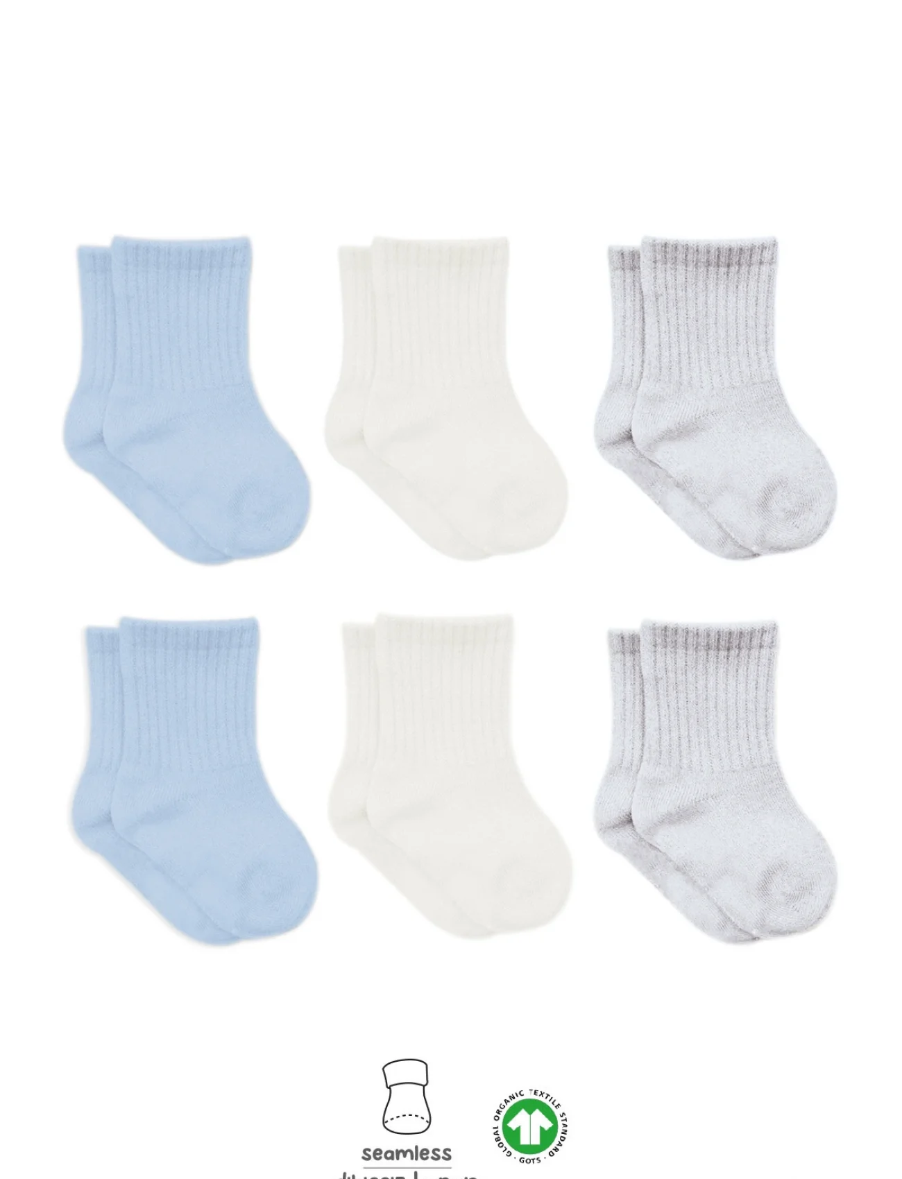 Bistyle Basic Penye Soket Çorap 6Lı BS10101B Mavi Ekru Gri