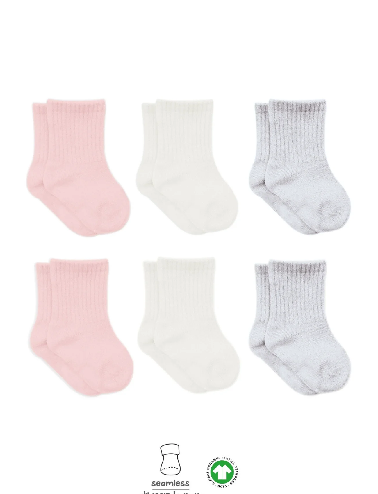 Bistyle Basic Penye Soket Çorap 6Lı BS10101B Pembe Ekru Gri