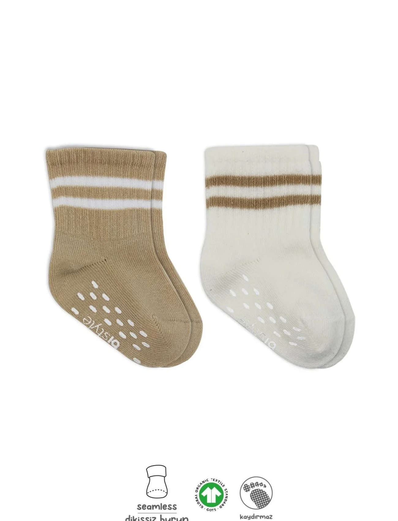Bistyle Çemberli Kaymaz Soket Çorap 2Li BS10125 Bej-Ekru