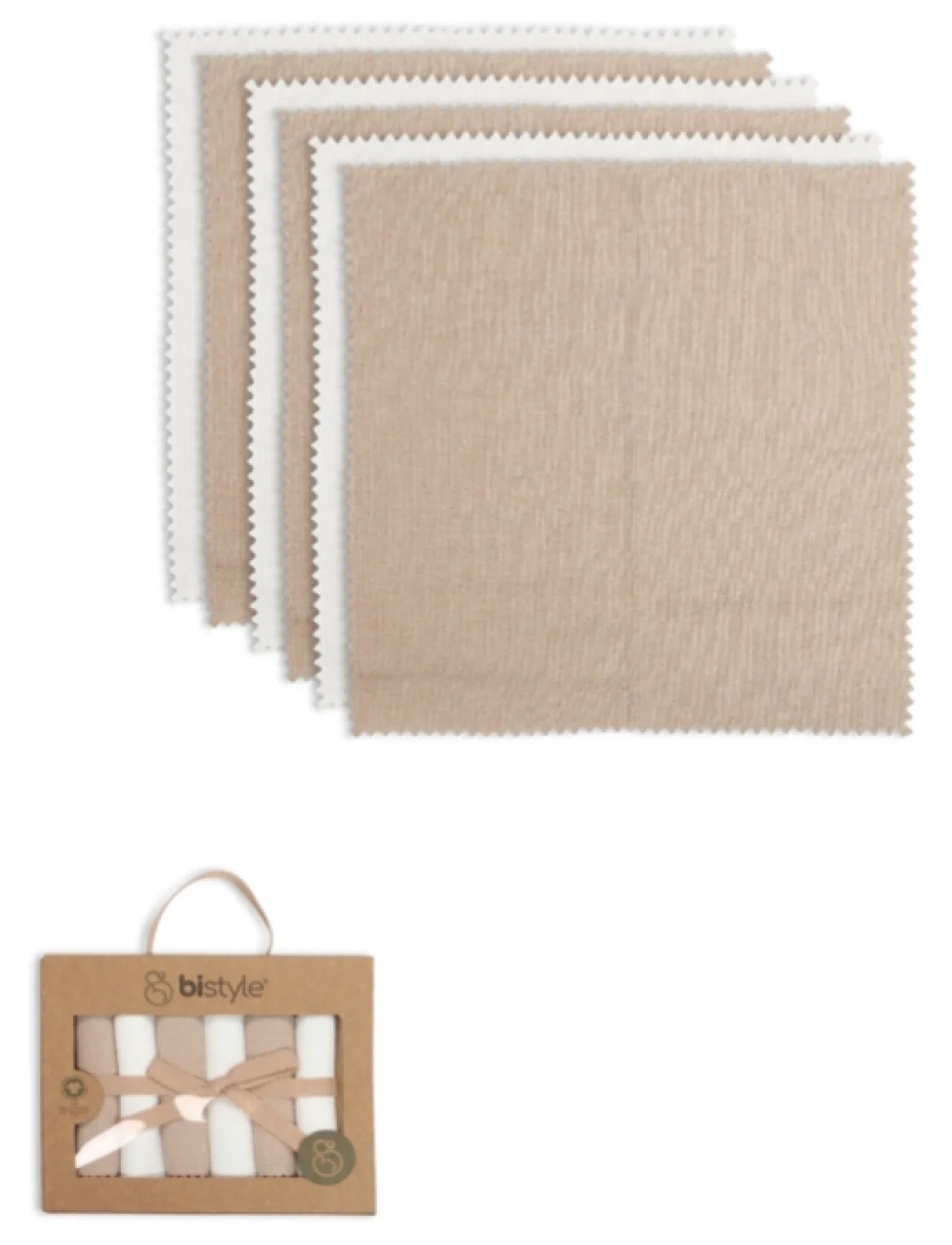 Bistyle Colours Kutulu 6lı Penye Mendil 20x20 90161 Ekru Kahve