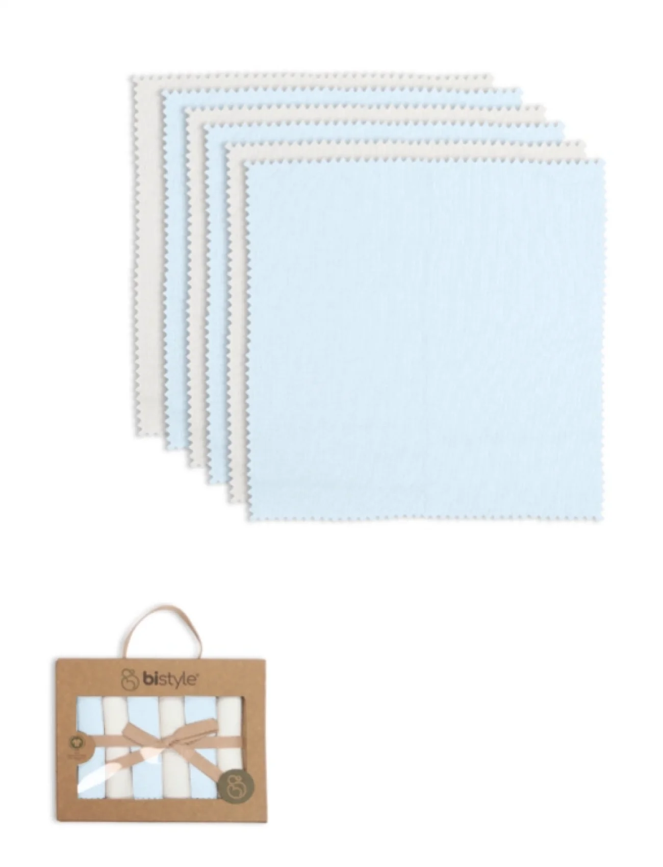 Bistyle Colours Kutulu 6lı Penye Mendil 20x20 90161 Ekru Mavi