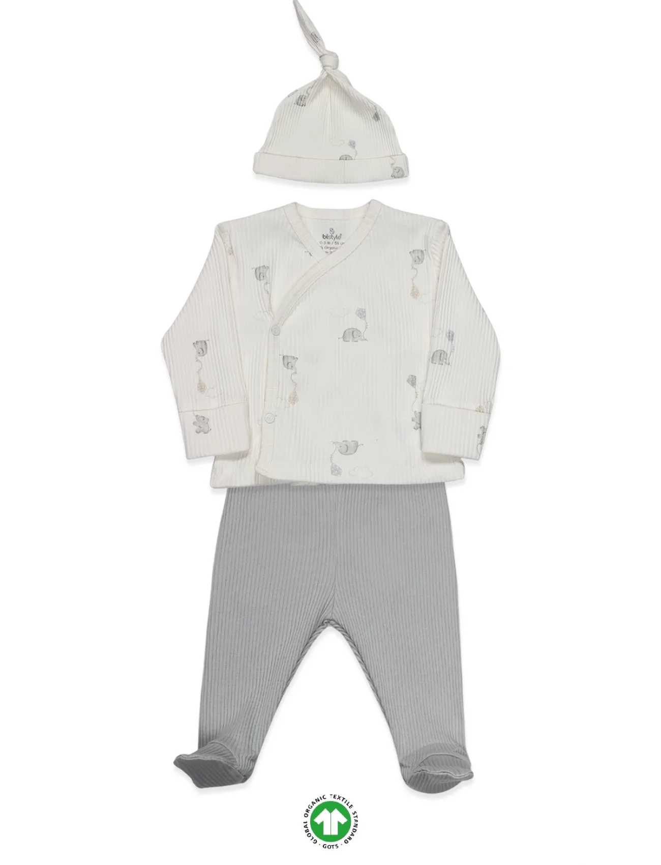 Bistyle Flying Elephant 3lü Zıbın Takım 13111 Ekru Gri