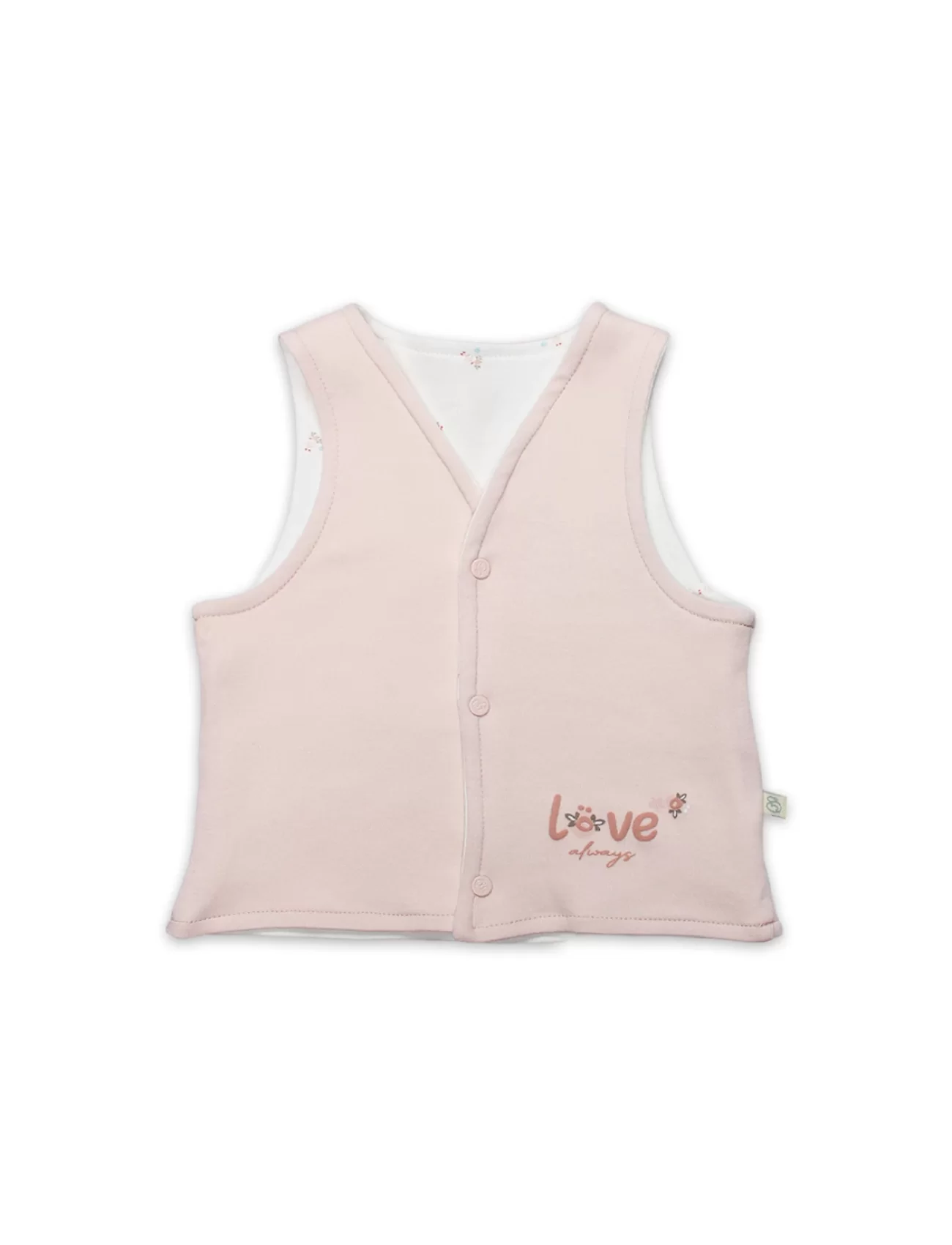 Bistyle Grow İn Love Çift Taraflı Bebe Yelek 18102 Pembe Ekru