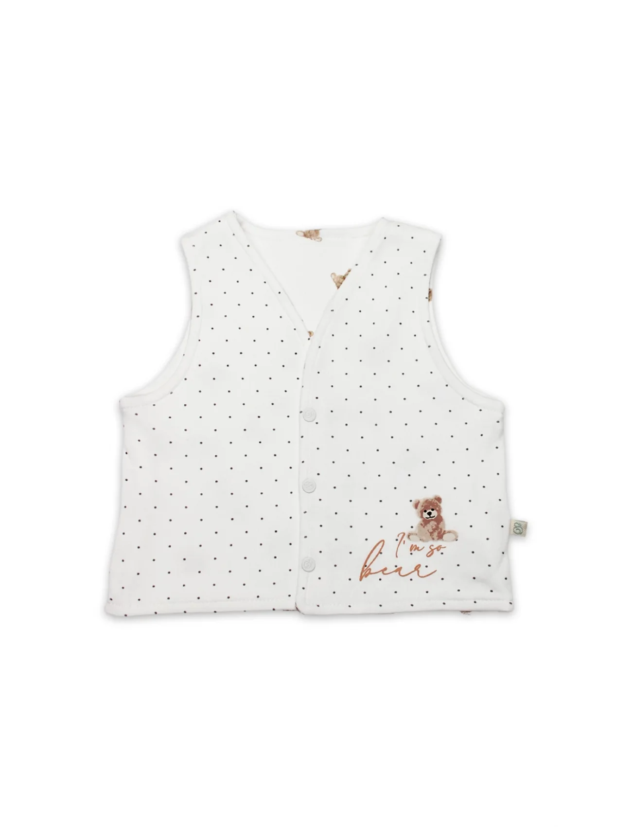 Bistyle I Am So Bear Çift Taraflı Bebe Yelek 18103 Bej Ekru
