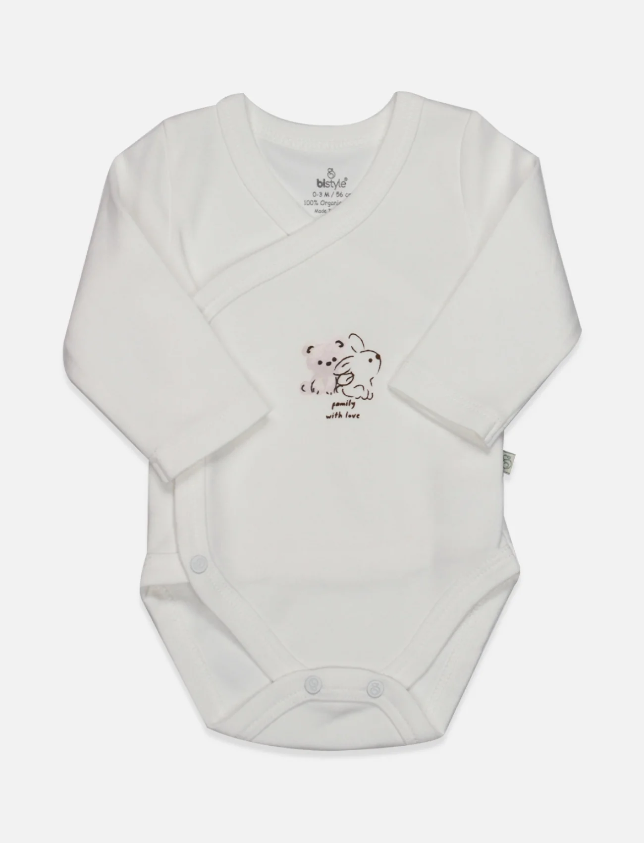 Bistyle Kruvaze Body Uzun Kol Love You Family 17146 Pudra