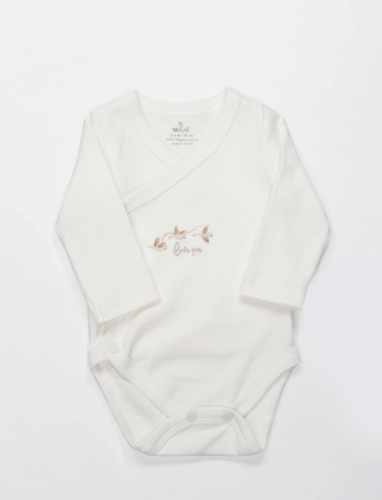 Bistyle Kruvaze Body Uzun Kol Love You Smile 17147 Ekru