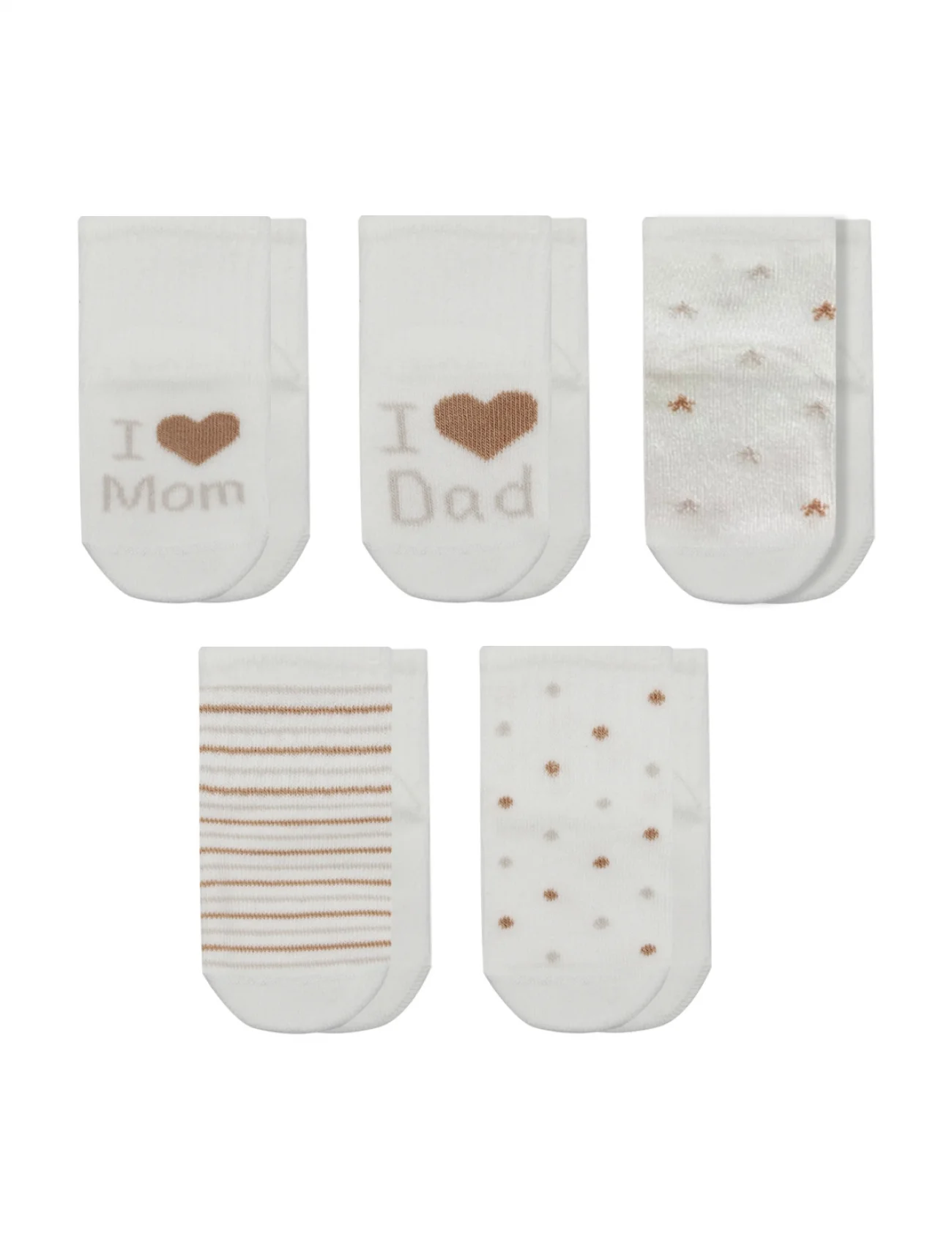 Bistyle Mom Dad Kutulu Penye Soket Çorap 5li 10148 Ekru Kahve