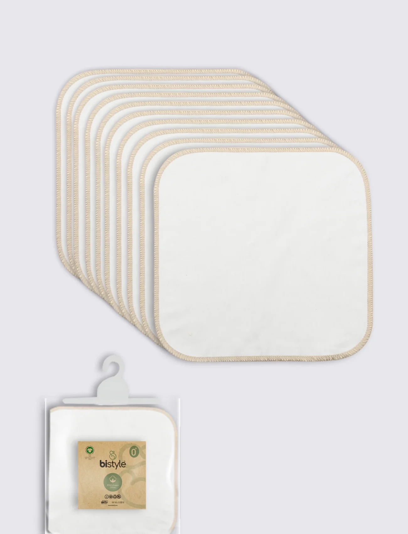 Bistyle Organik 28x28 10lu Penye Mendil 90101 Ekru