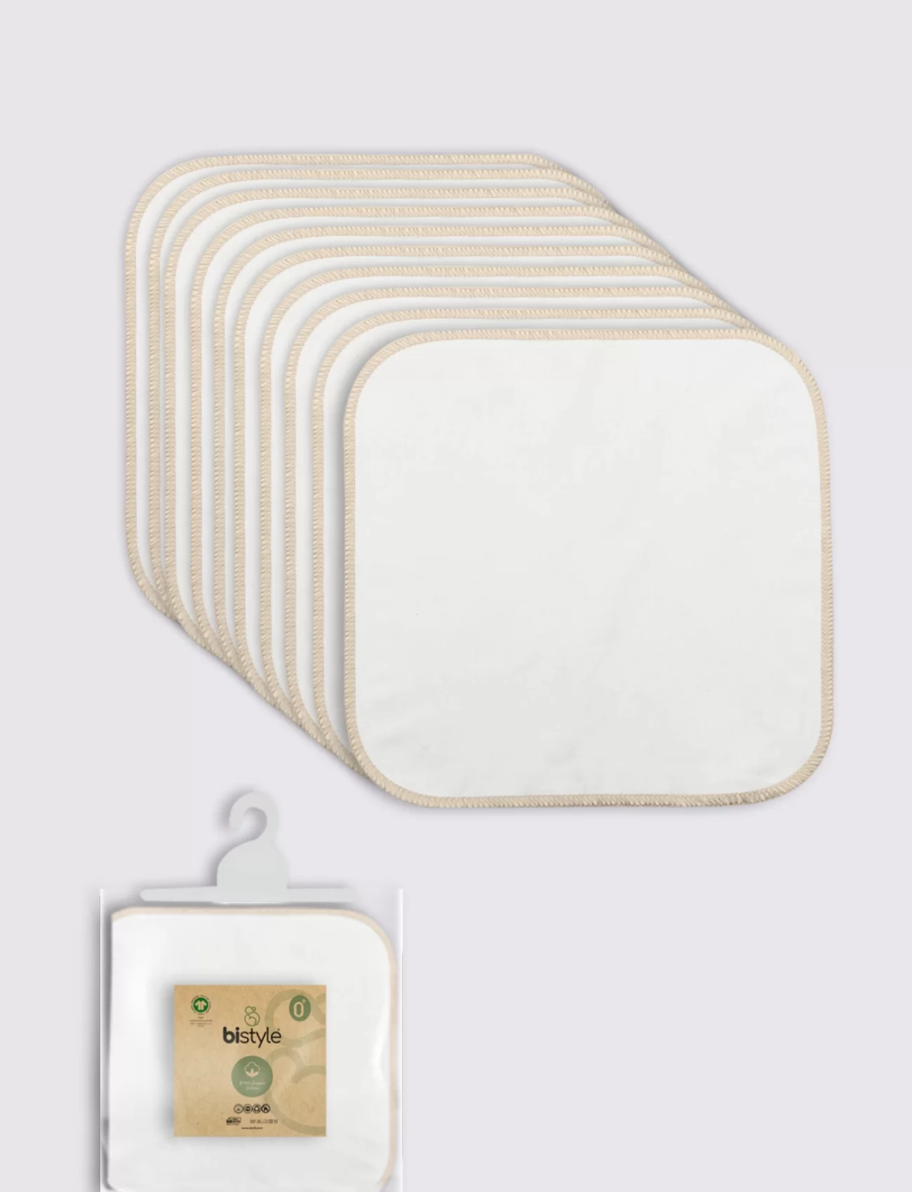 Bistyle Organik 28x28 10lu Penye Mendil 90101 Ekru