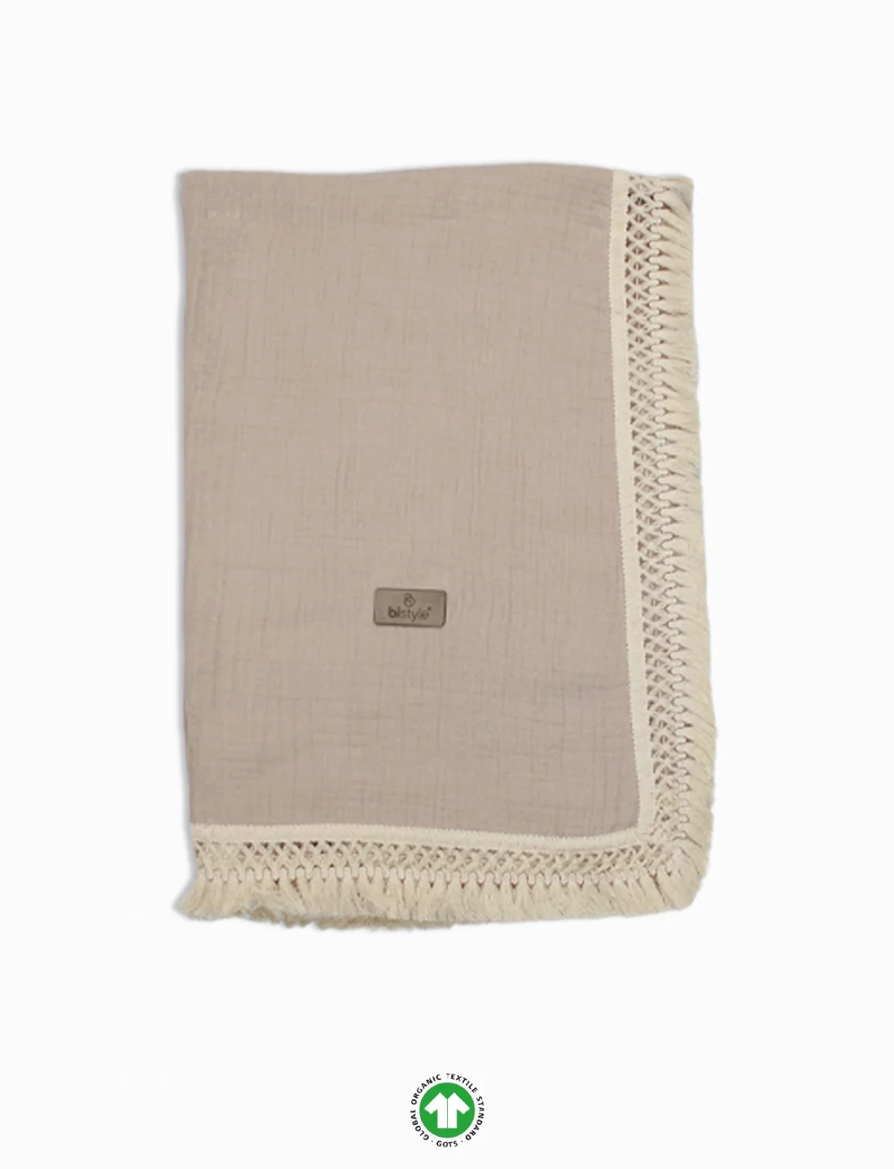 Bistyle Organik Müslin 80x90 Fistolu Battaniye 70112 Bej