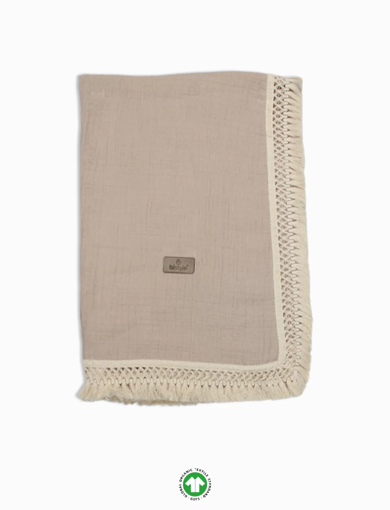 Bistyle Organik Müslin 80x90 Fistolu Battaniye 70112 Bej