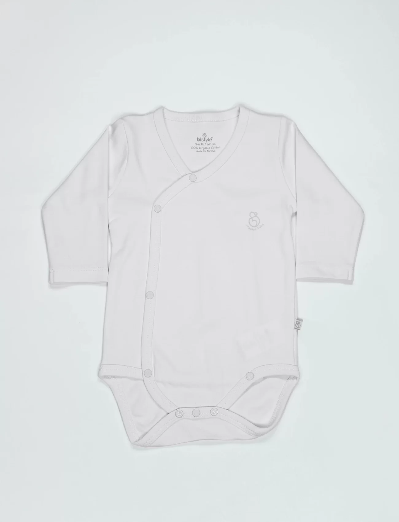 Bistyle Organik Natural Basic Style Kruvaze Uzun Kol Body Bs17102 Beyaz