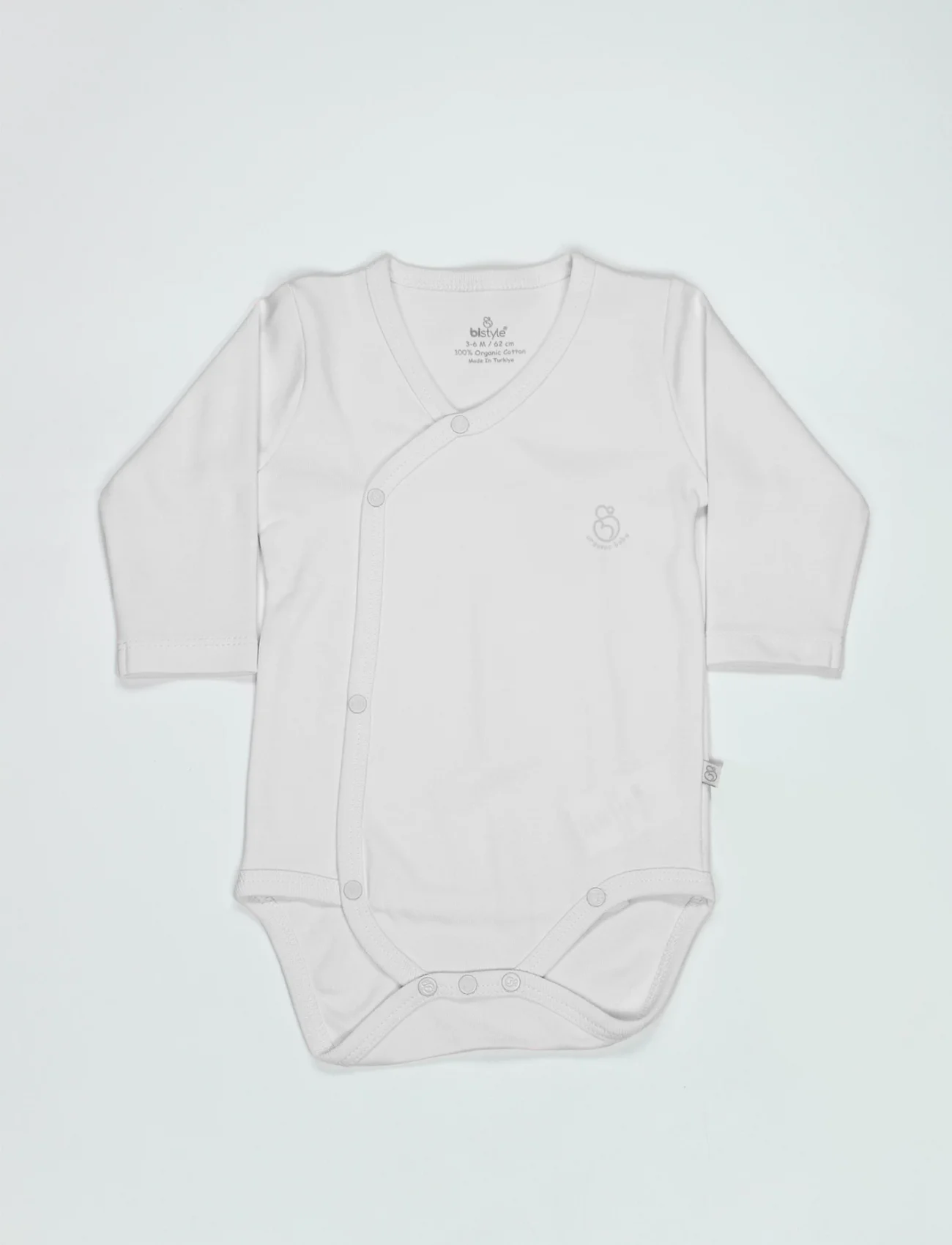 Bistyle Organik Natural Basic Style Kruvaze Uzun Kol Body Bs17102 Beyaz