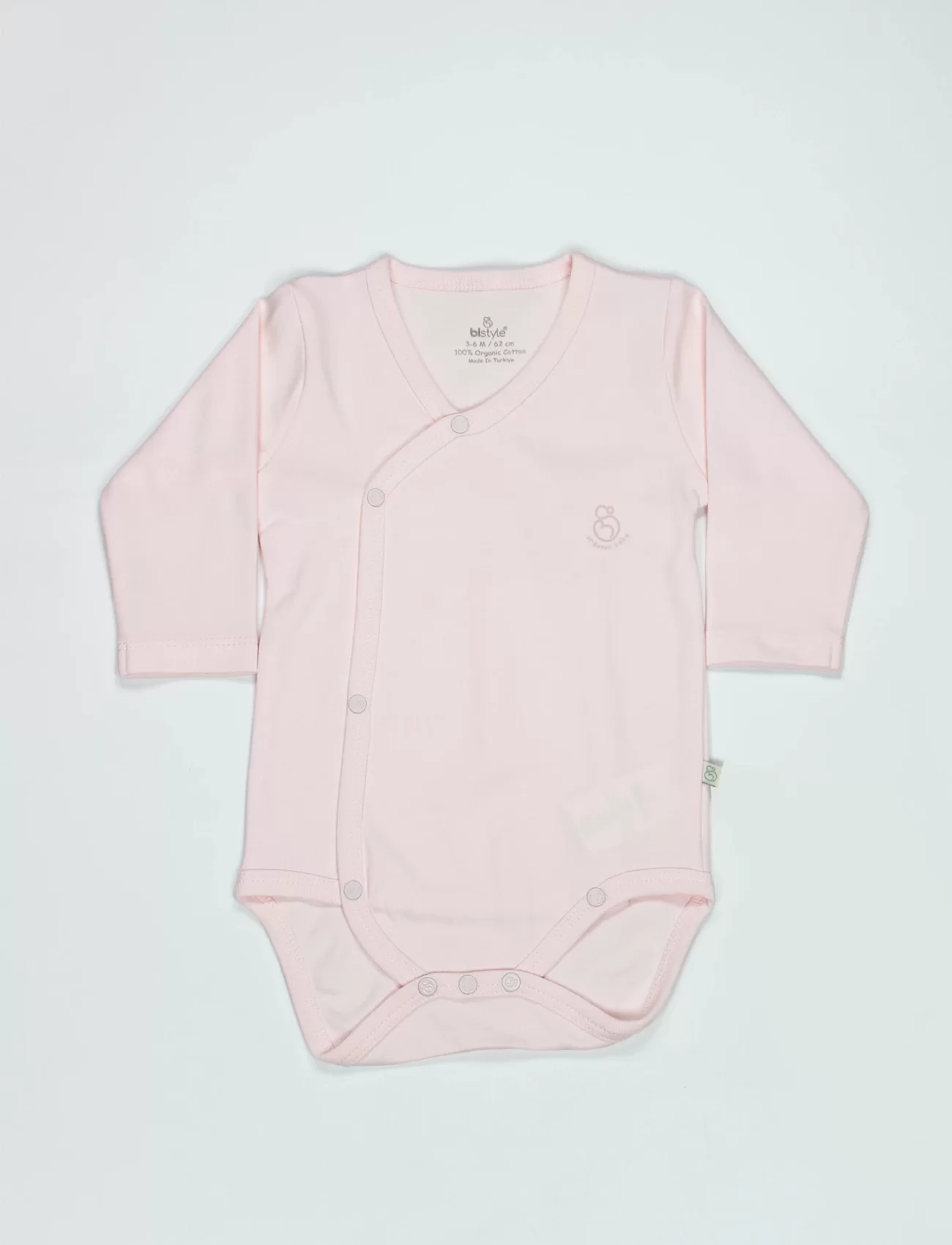 Bistyle Organik Natural Basic Style Kruvaze Uzun Kol Body Bs17102 Pembe