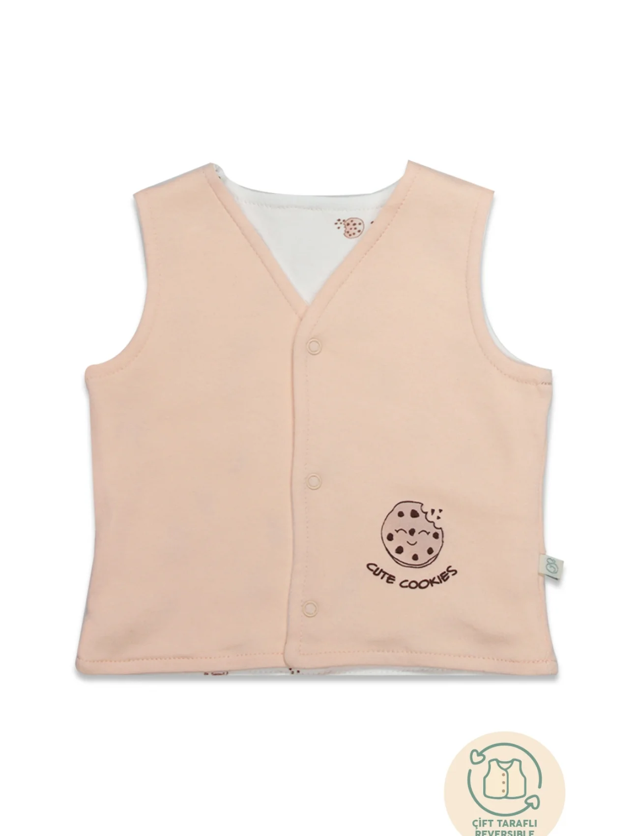 Bistyle Yelek Çift Taraflı Cookies Cute Happy 18112 Somon