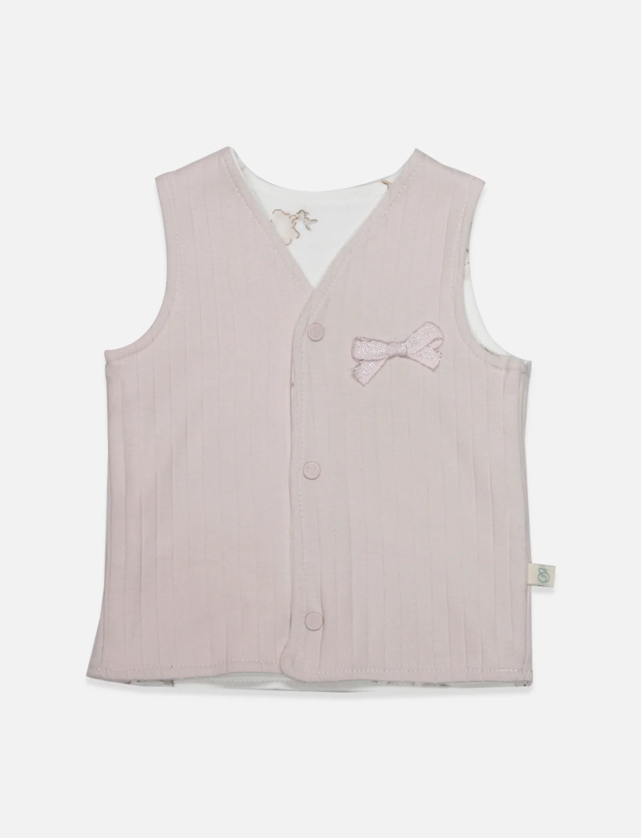 Bistyle Yelek Çift Taraflı Love You Family 18114 Pudra