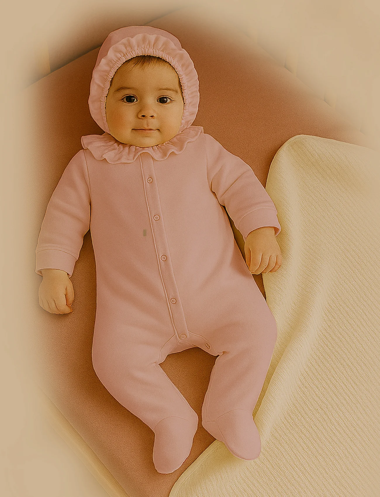 Bistyle Yenidoğan Tulum Battaniye Prıncess 13115 Ekru Gül Kurusu