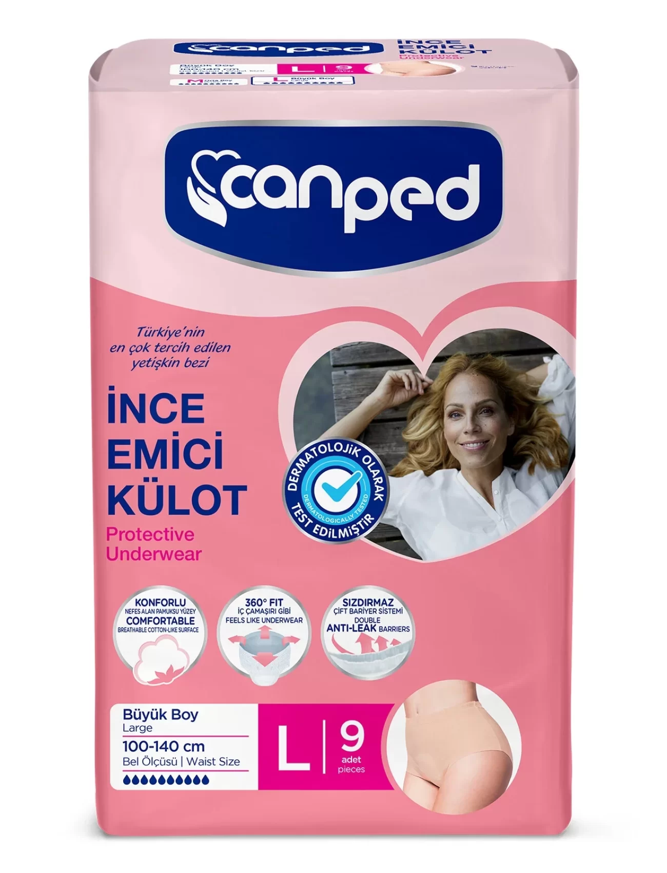 Canped İnce Emici Külot Mesane Pedi L Beden Büyük Boy 9 Adet