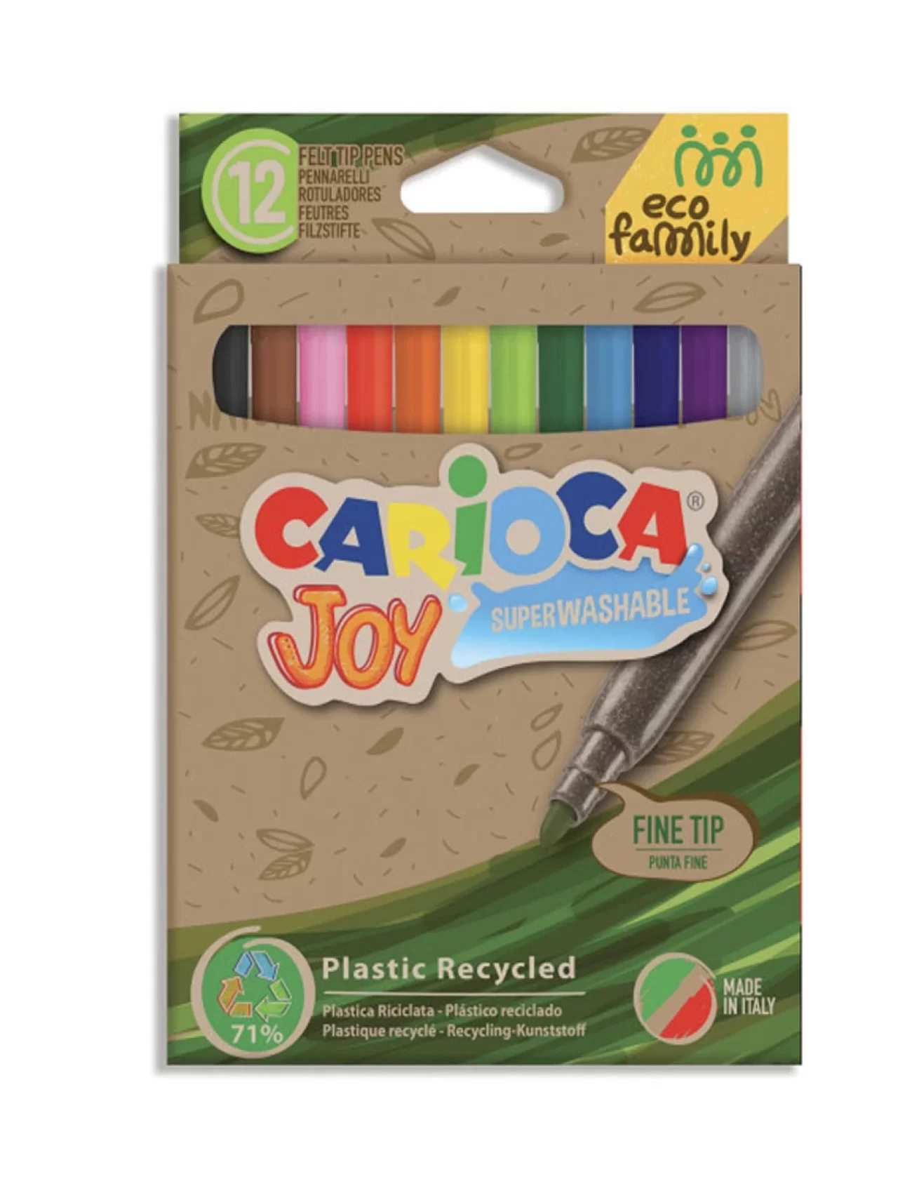 Carioca Eco Family Joy Süper Yıkanabilir Keçeli Boya Kalemi 12Li