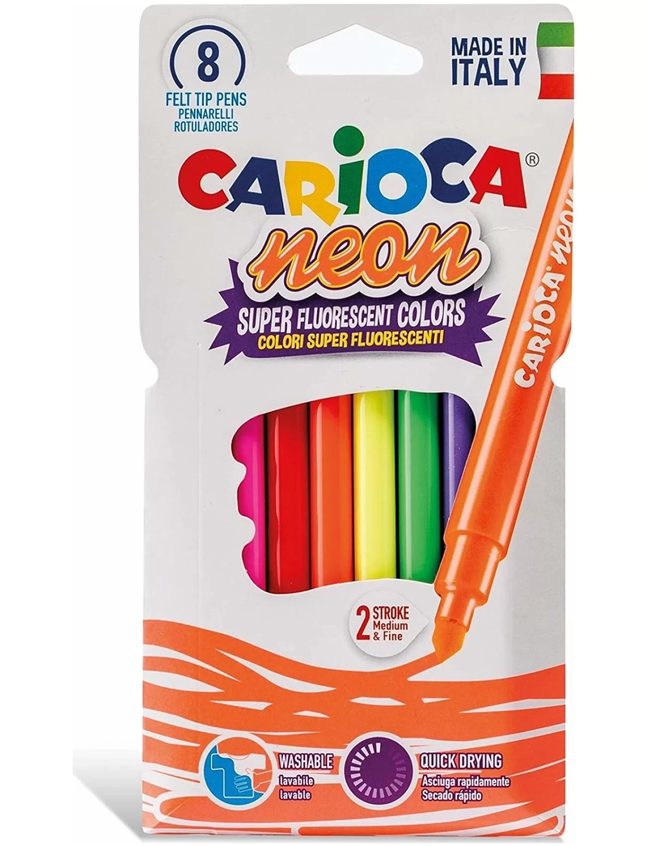 Carioca Fosforlu Yıkanabilir Keçeli Boya Kalemi 8Li