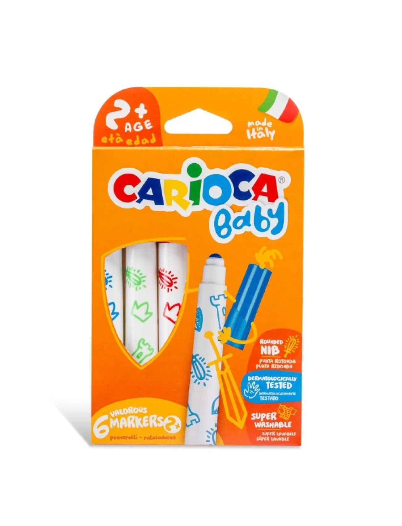 Carioca Jumbo Bebek Süper Yıkanabilir Keçeli Boya Kalemi 6Lı +2 Yaş