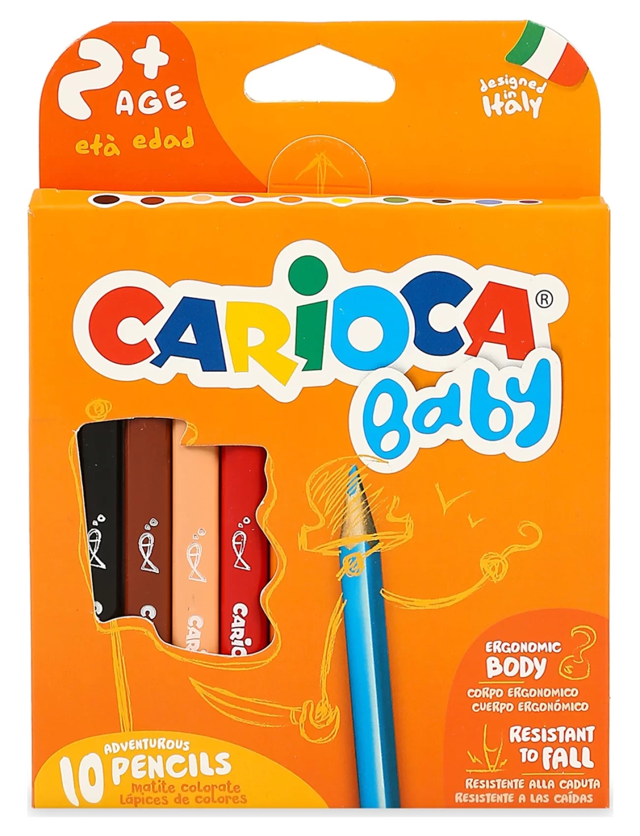 Carioca Jumbo Bebek Üçgen Kuru Boya Kalemi 10Lu +2 Yaş