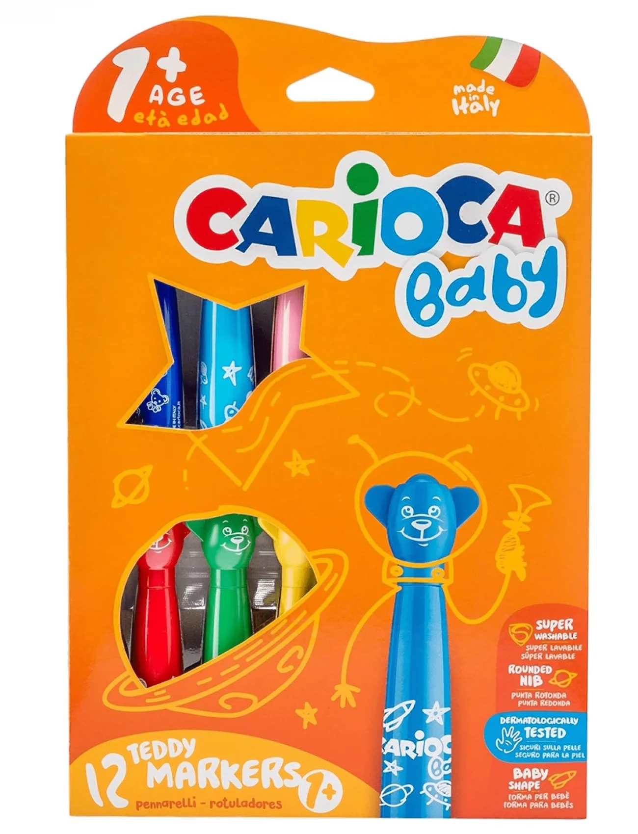 Carioca Teddy Jumbo Bebek Süper Yıkanabilir Keçeli Boya Kalemi 12Li