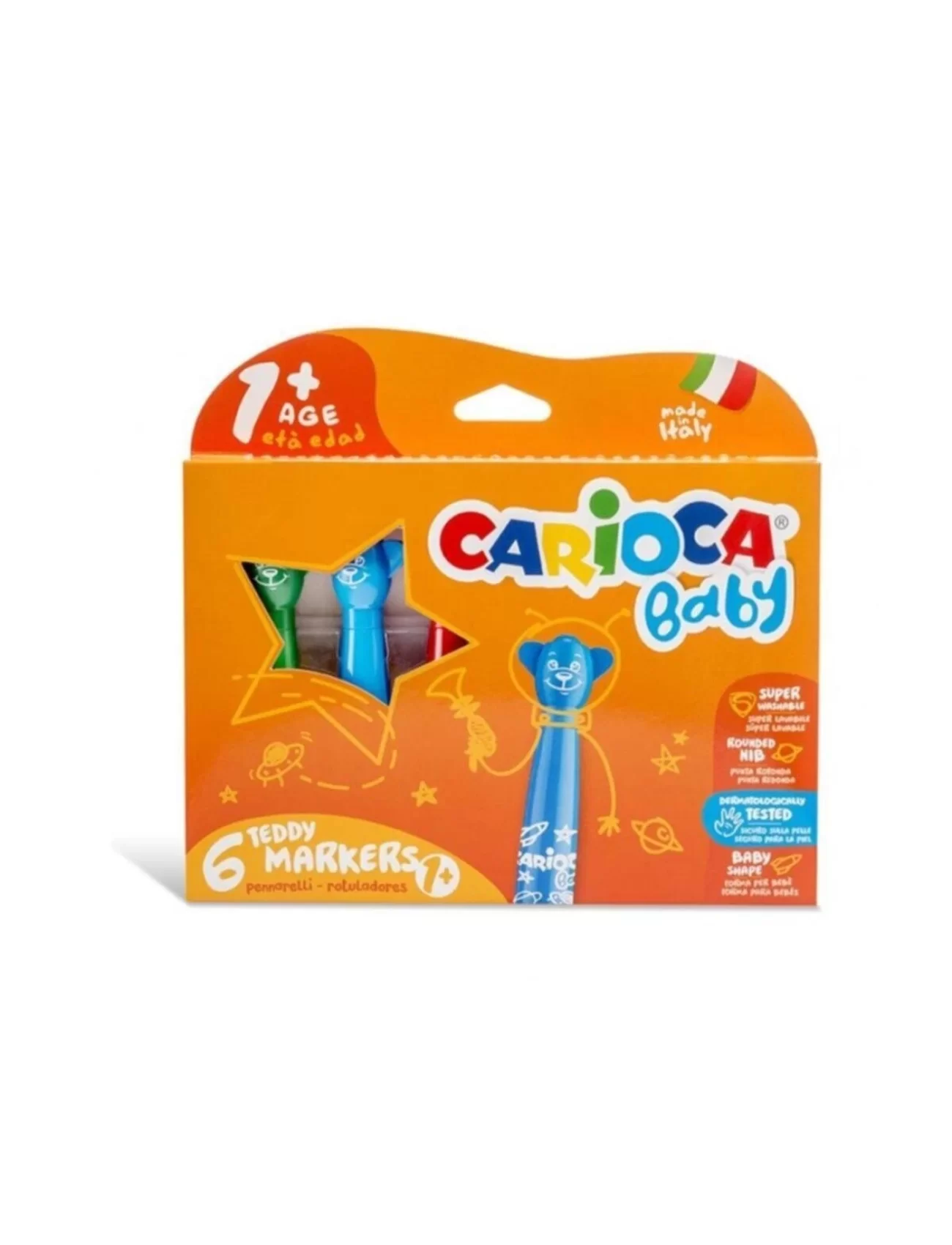 Carioca Teddy Jumbo Bebek Süper Yıkanabilir Keçeli Boya Kalemi 6Lı