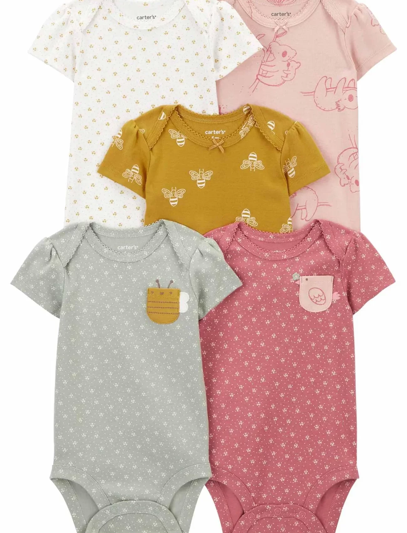 Carters Kız Bebek Kısa Kollu Body 5li Paket 1R036010 Renkli