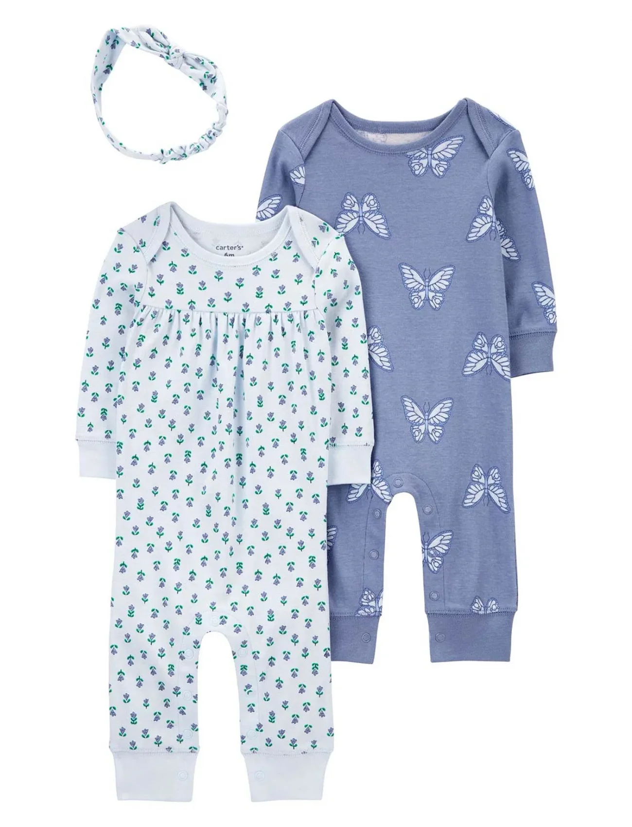 Carters Kız Bebek Tulum Set 3lü Paket 1R038610 Mavi