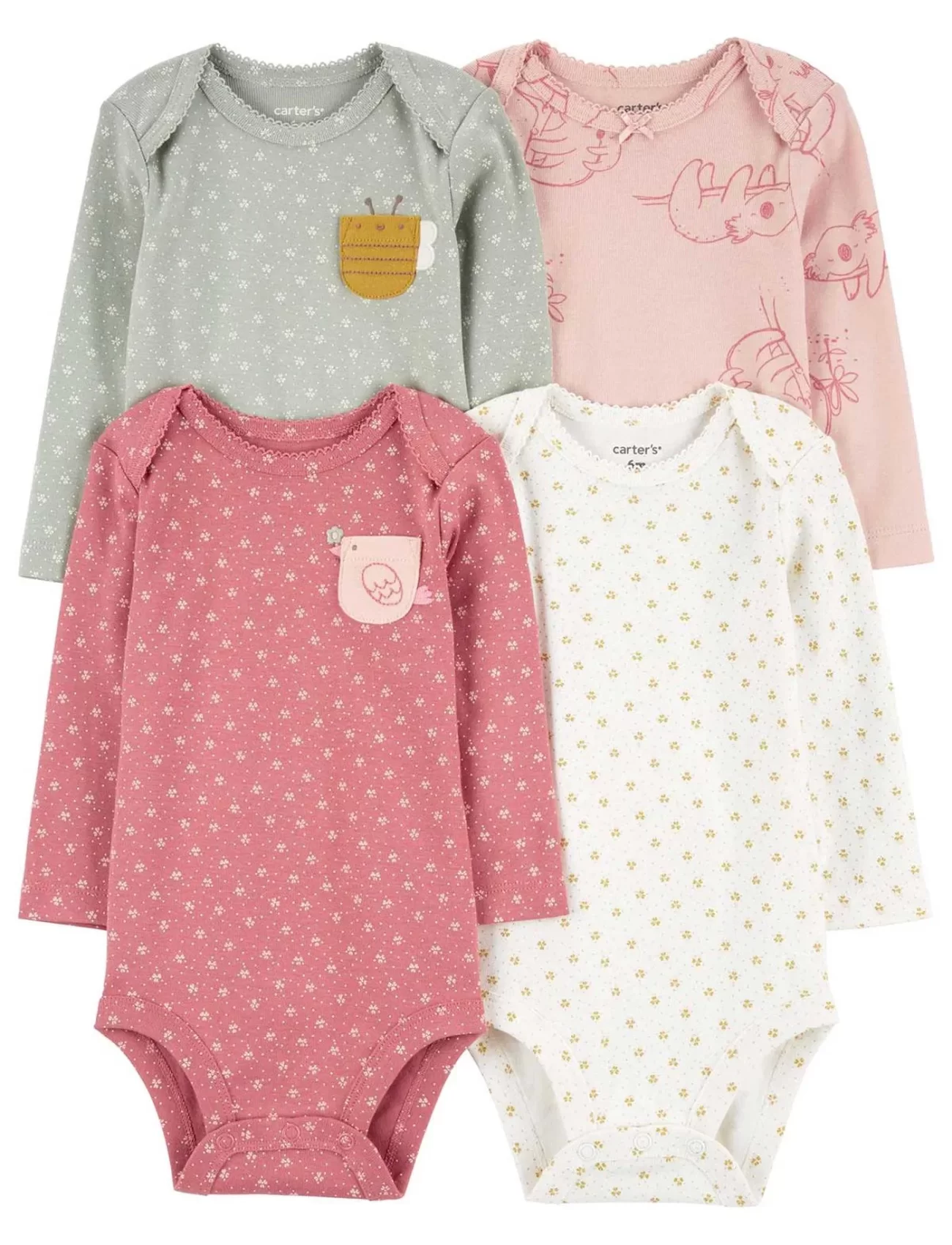 Carters Kız Bebek Uzun Kollu Body Set 4lü Paket 1R700210 Renkli