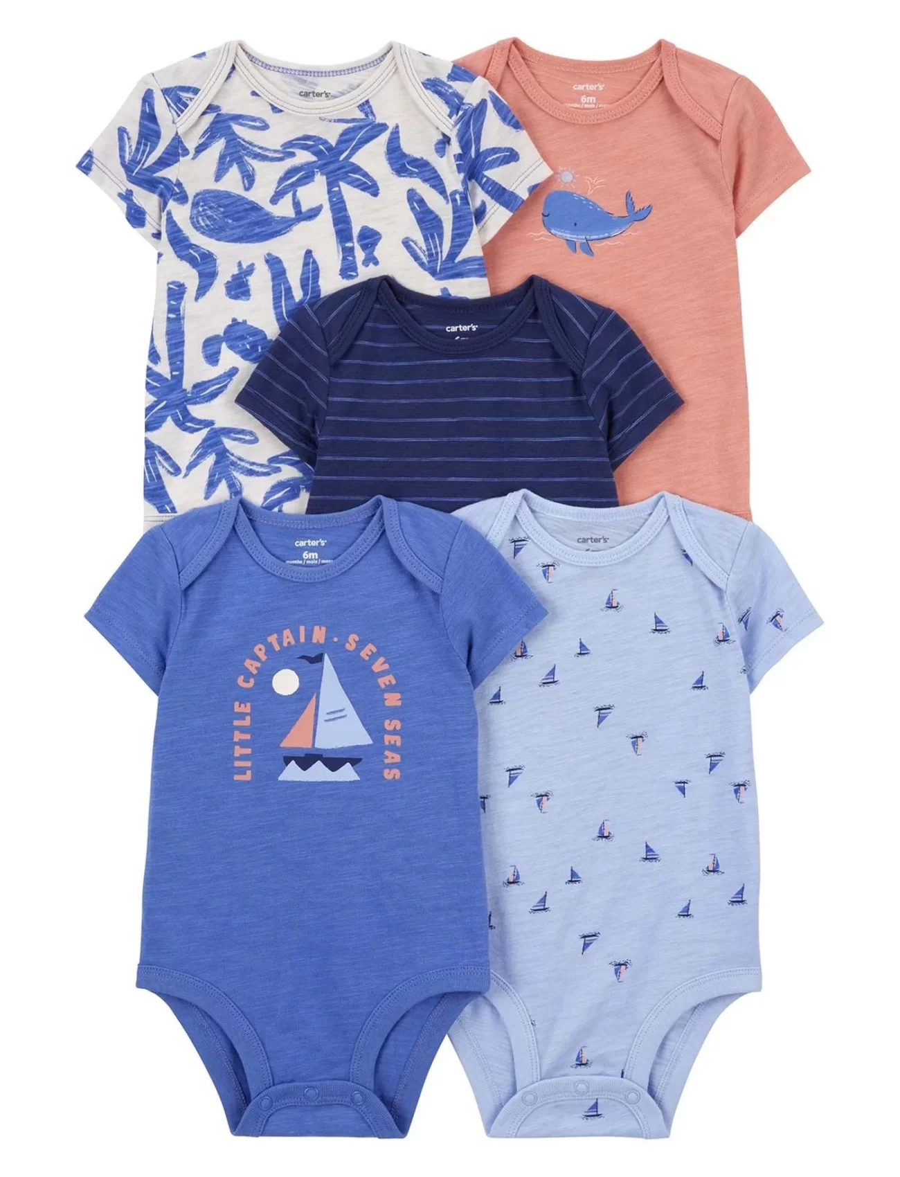 Carters Layette Erkek Bebek 5Li Kısa Kol Body 1Q934610 Karışık Renkli